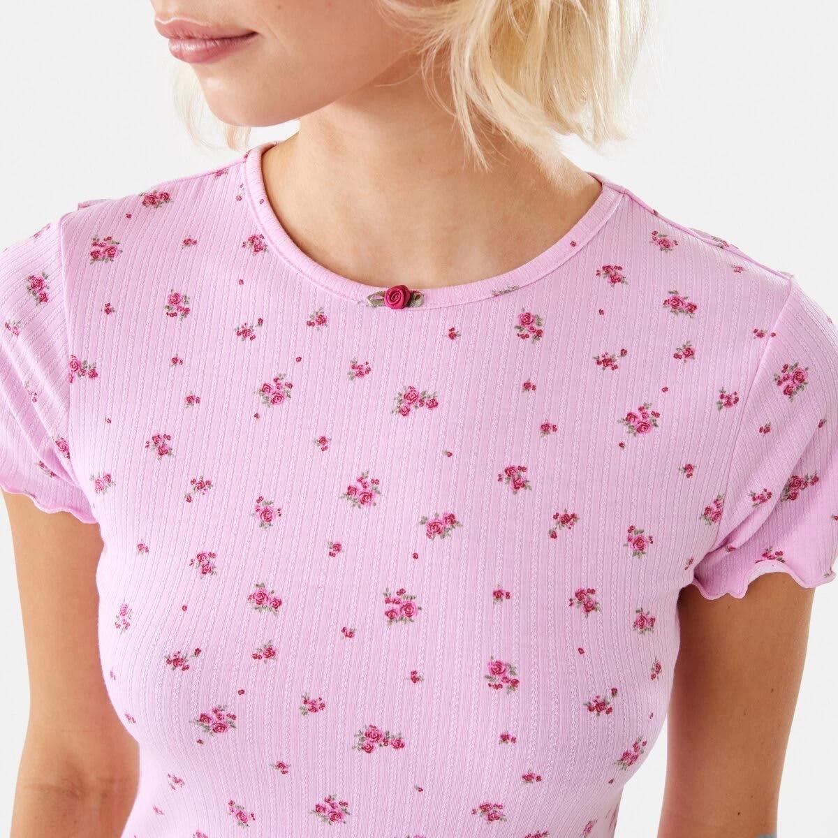 6 Fitted Rib T-shirt PINK ROSE PINK LADY, 6 of 6
