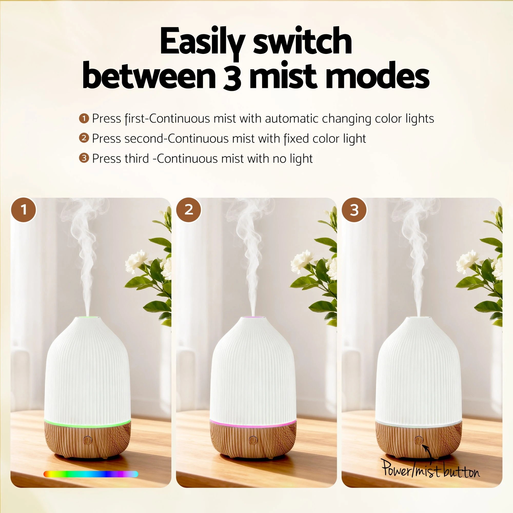 4 Devanti Ultrasonic Aroma Diffuser Aromatherapy 100ml LED Lights Iron Humidifier - Multi, 4 of 8