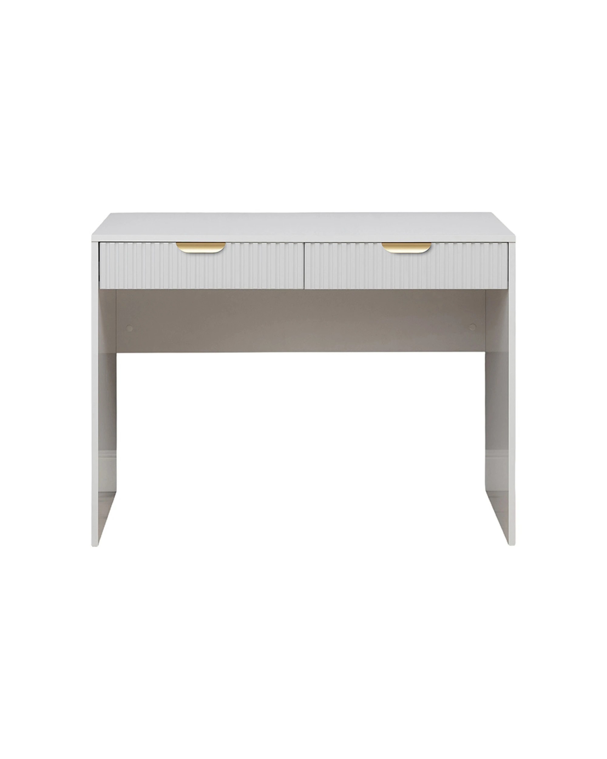 3 European Cabinetry Odessa Fluted Front Furniture Desk Brass Pull Handle - White, 3 of 3