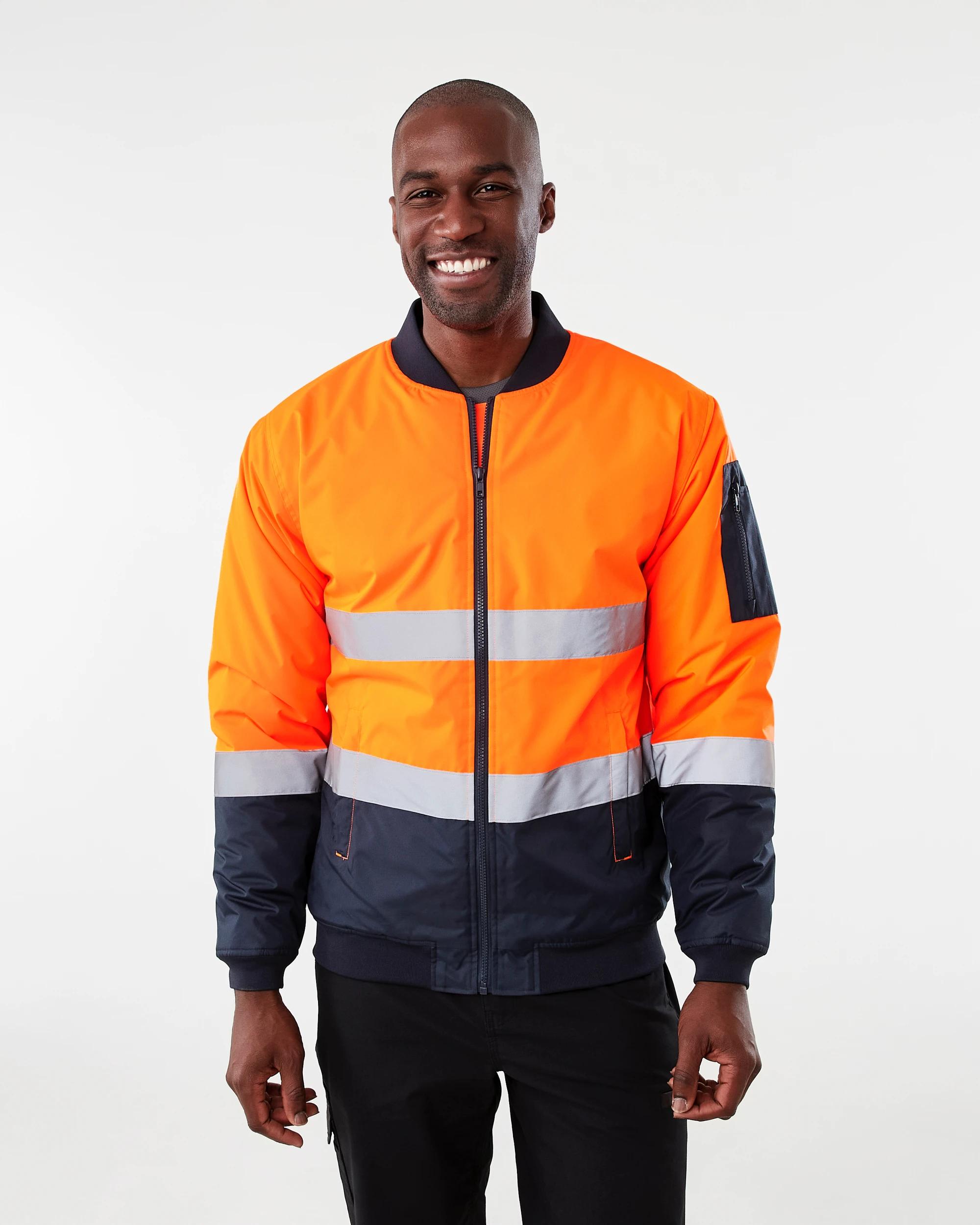 2 Hi-Visibility Reflective Bomber Jacket Orange, 2 of 9