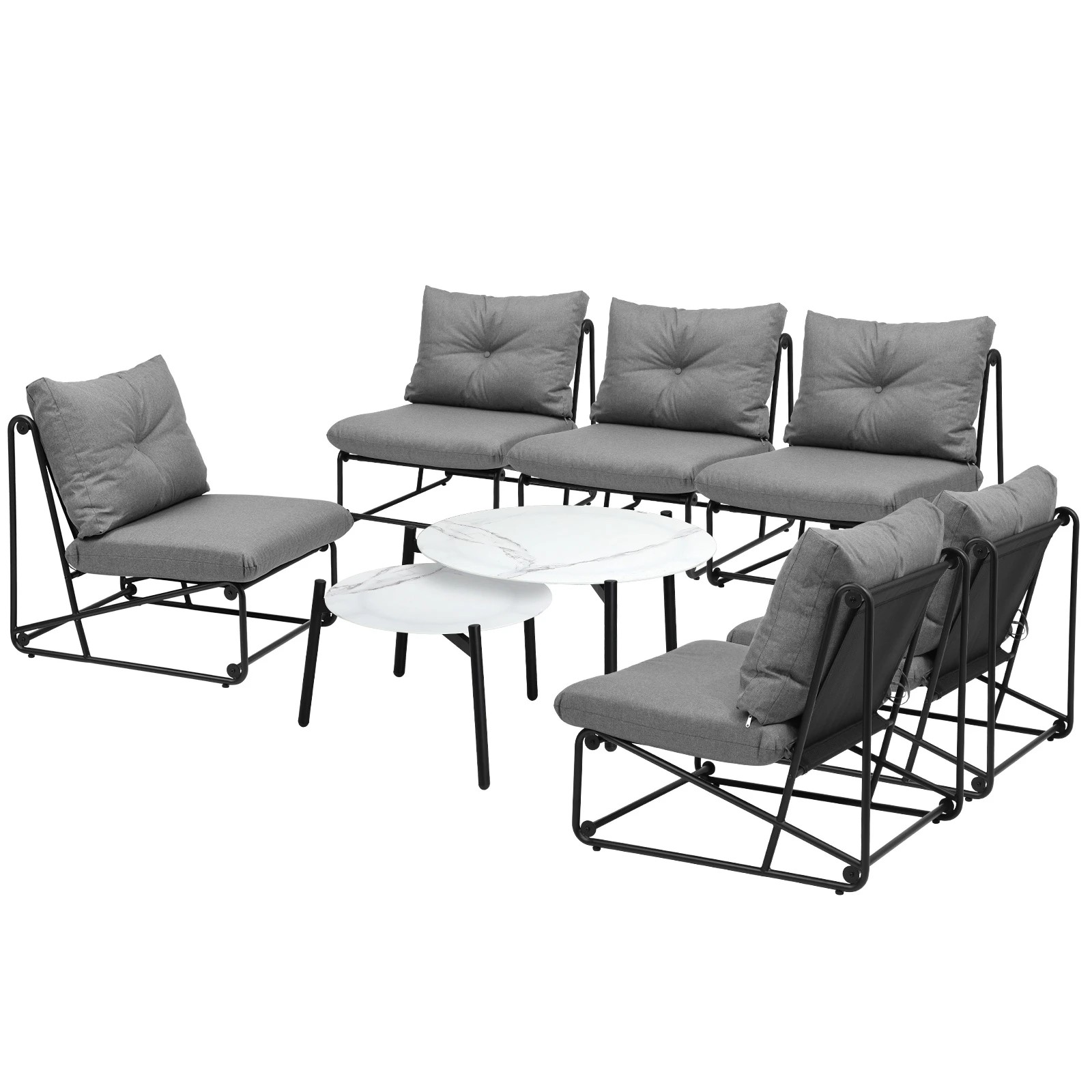 1 Livsip Outdoor Furniture Sofa Set 8-Piece Lounge Setting Table Chairs - Grey, 1 of 9