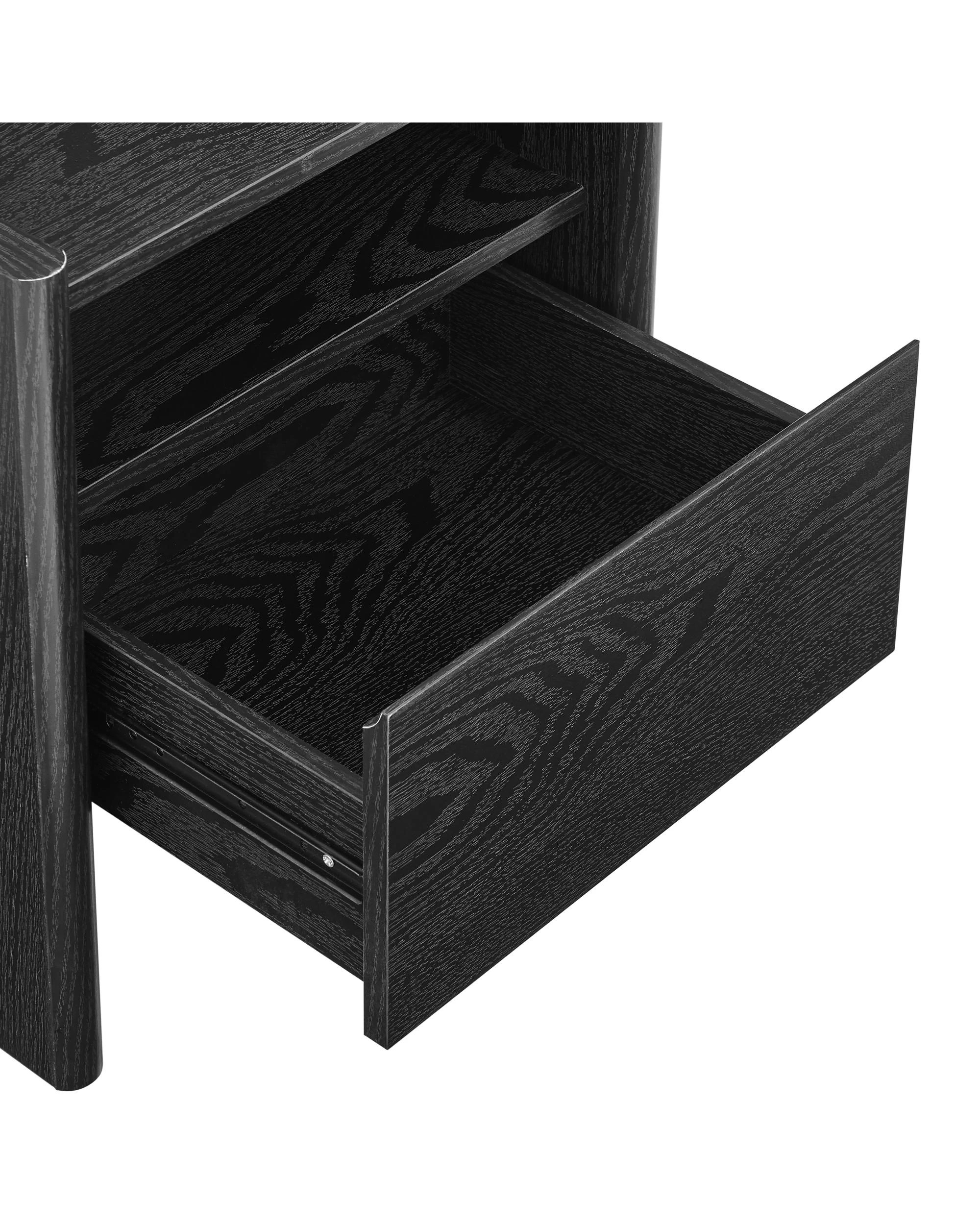 7 Kodu Bedside Unit Nightstand Side Table 1 Drawer - Black, 7 of 9