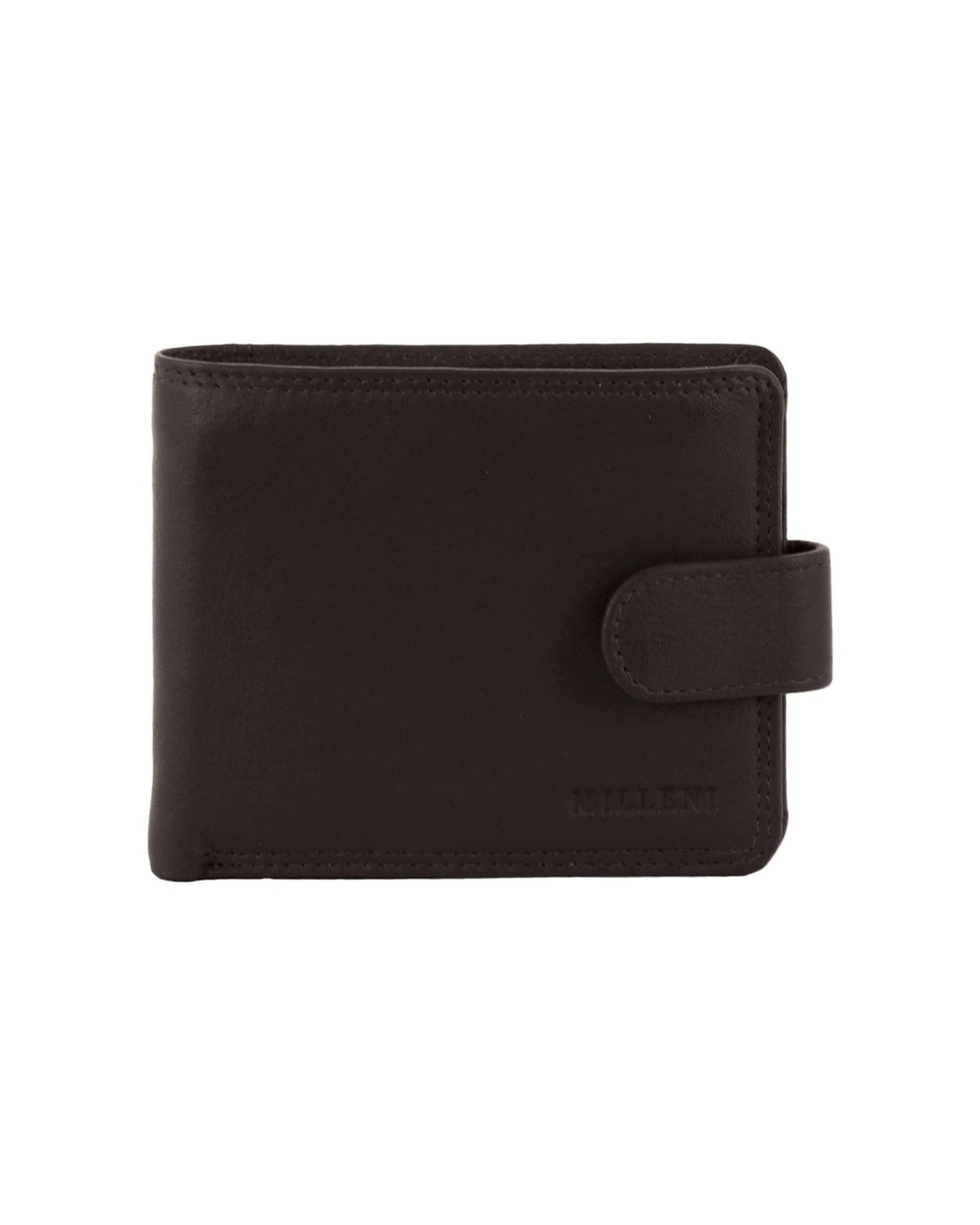 1 Milleni Men's Leather Tab Cash/Card RFID Protected Wallet 12cm - Brown, 1 of 2