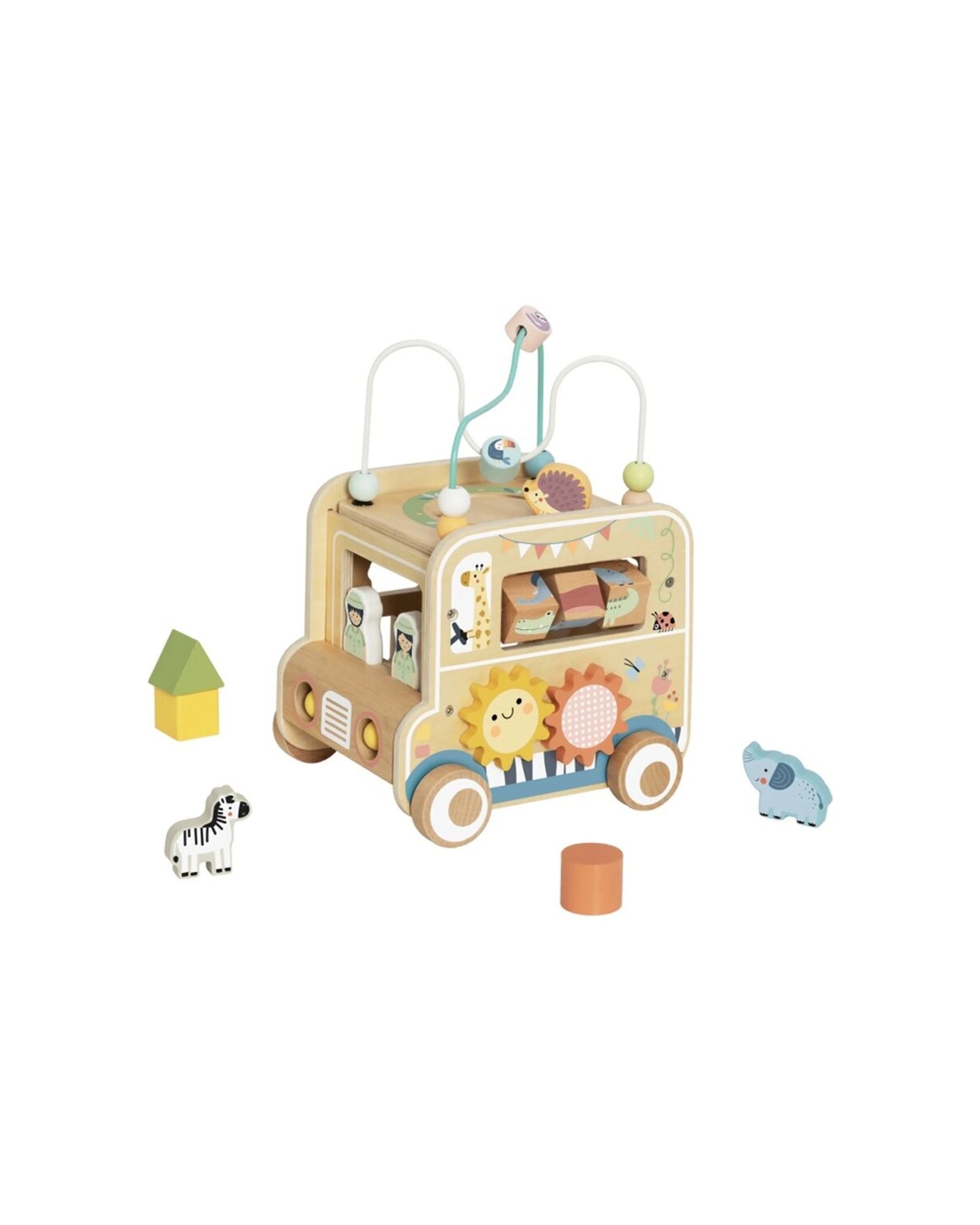 1 Tooky Toy Versatile Safari Hunting Vehicle Wooden Activity Kids Children - Natural, 1 of 7