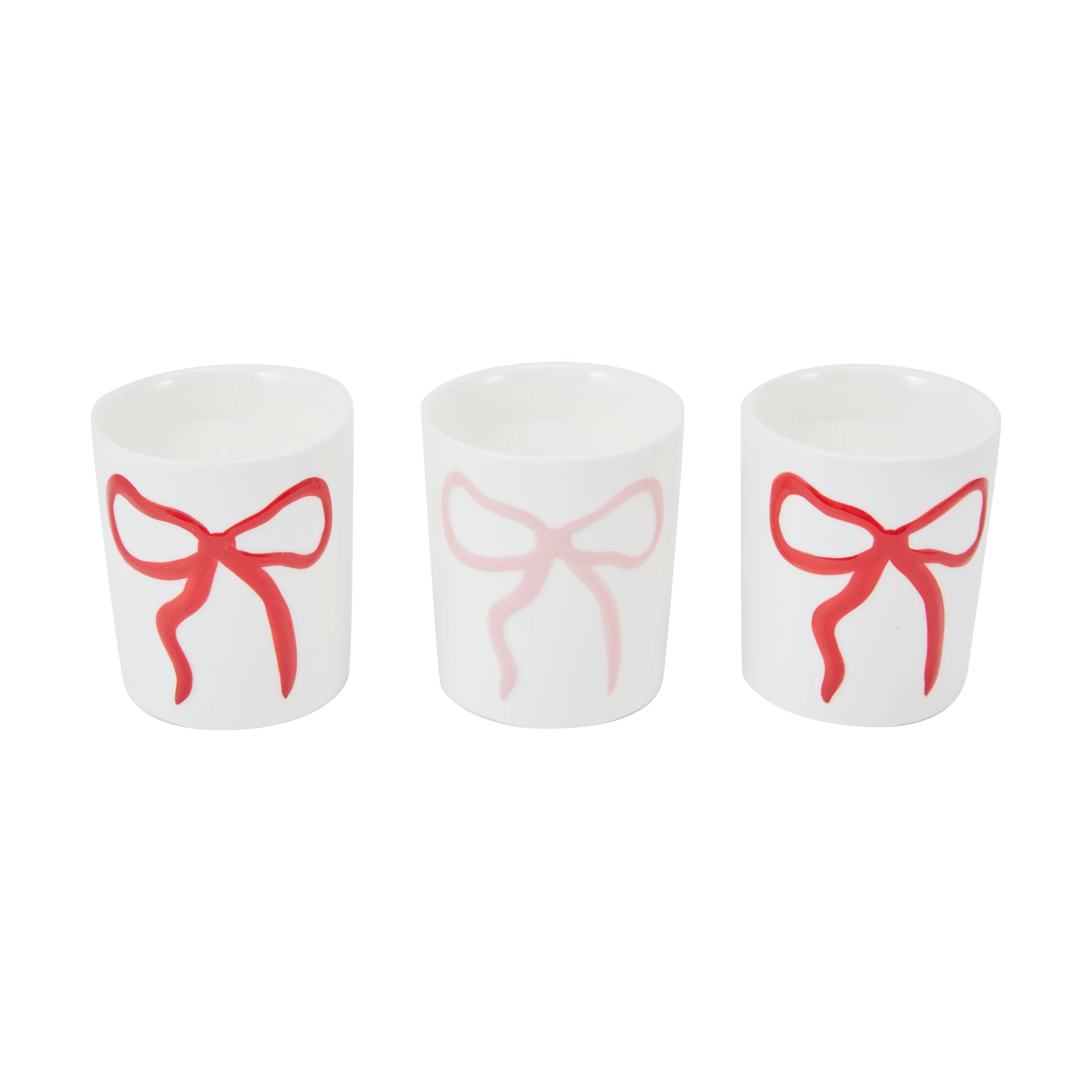 3 Christmas Bow Ceramic Candle Set, 3 of 5