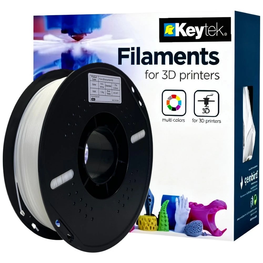 1 Keytek PLA+ 3D Filament Ivory White, 1 of 2
