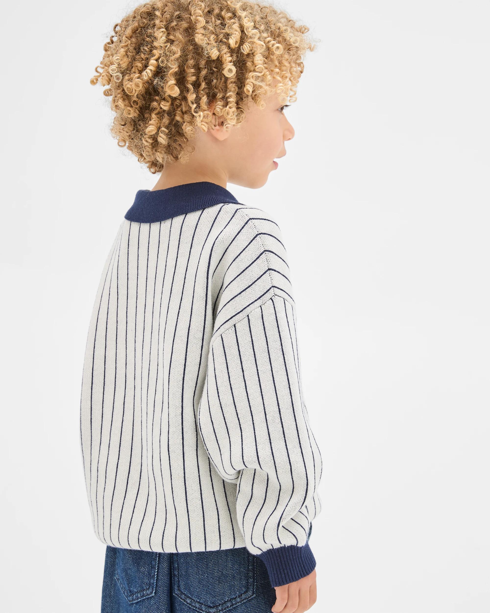 3 Target Kids Australian Cotton Lightweight Long Sleeve Knit Polo Top WHITE, 3 of 7