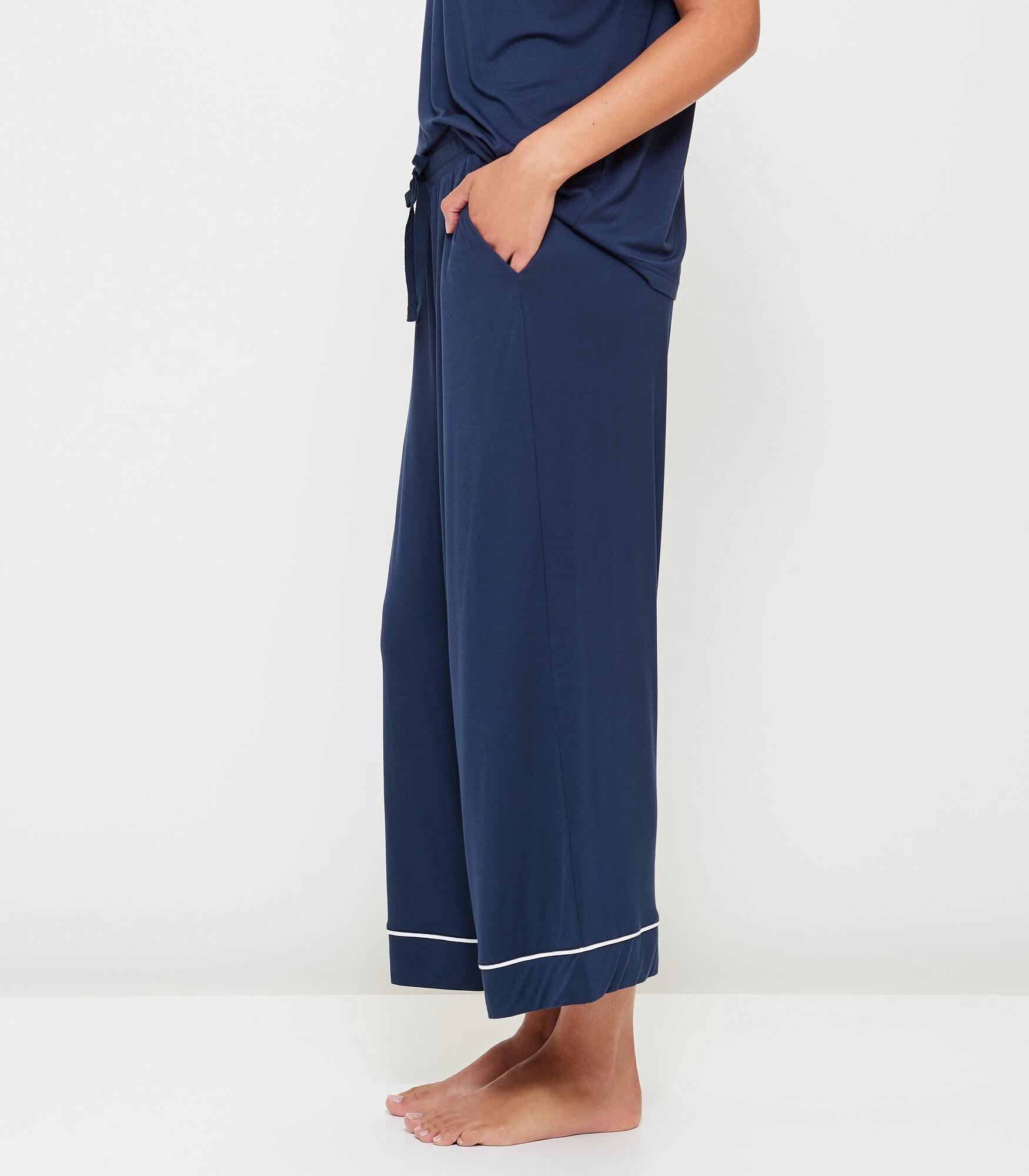 3 Target Woman Soft Comfort Bamboo Culotte Sleep Pants NAVY BLUE, 3 of 6