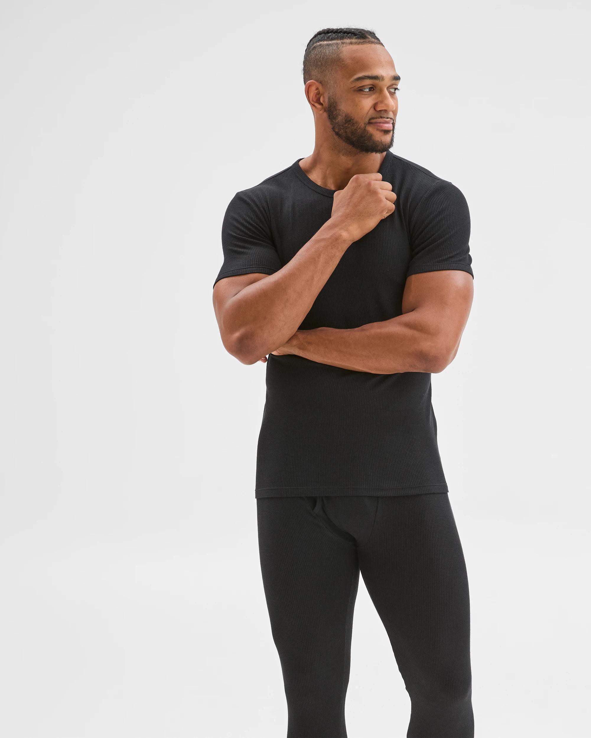 2 Maxx Australian Cotton Short Sleeve Waffle Thermal Top BLACK, 2 of 7