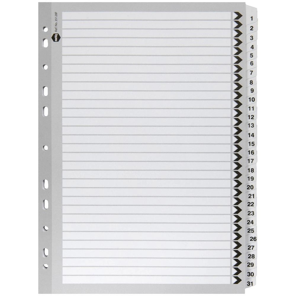 1 Marbig Reinforced A4 1-31 Tab Divider Black and White, 1 of 2