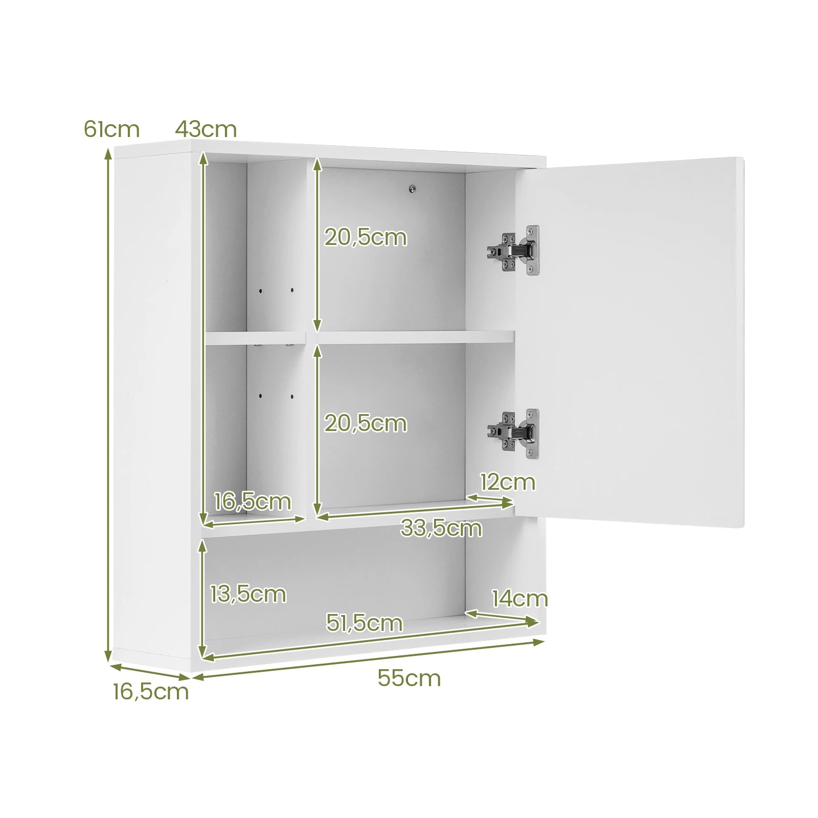 2 Costway Wall Mounted Bathroom Cabinet Medicine Storage Organizer, 2 of 7