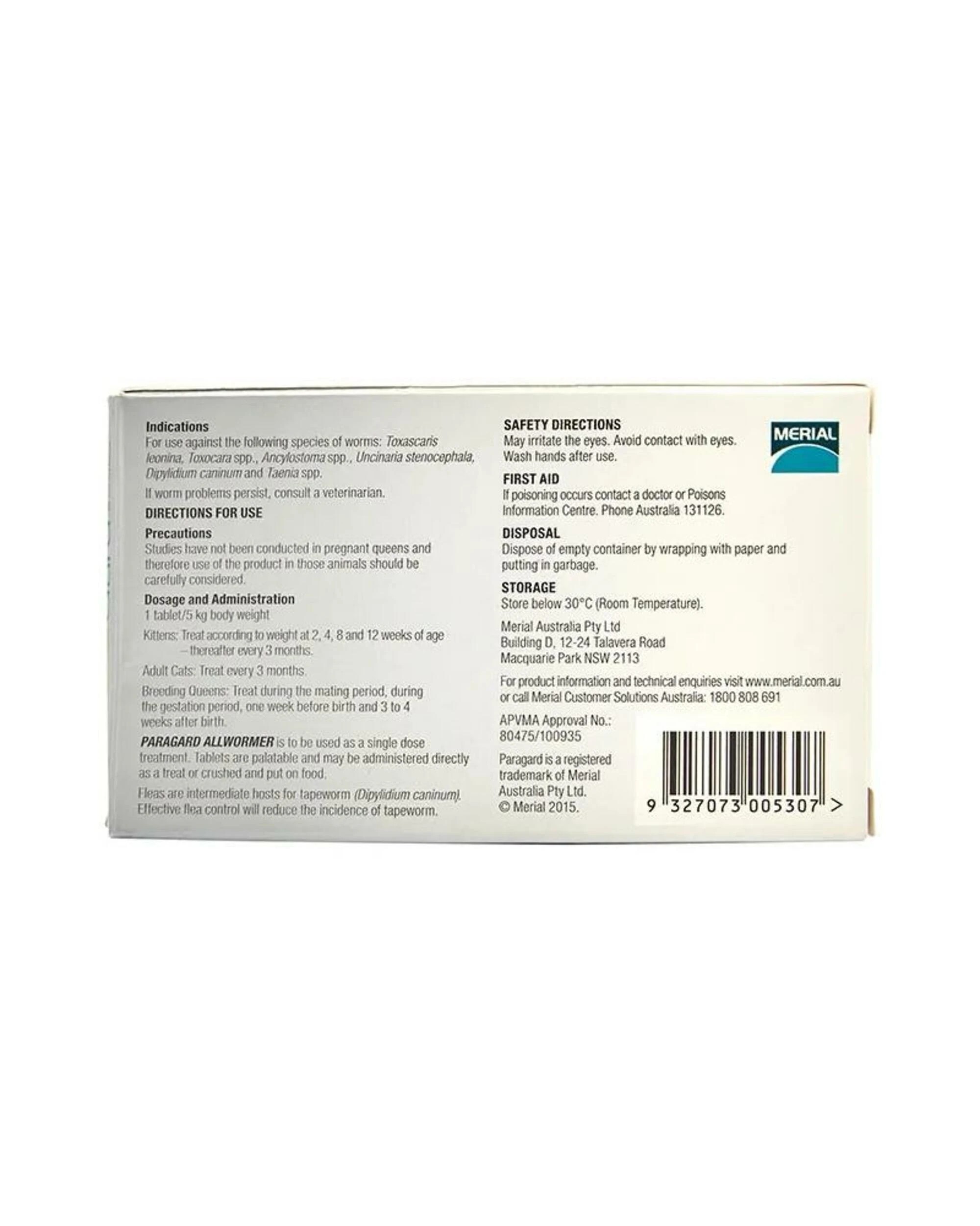 2 Paragard Allwormer For Cats And Kittens 4tabs, 2 of 2