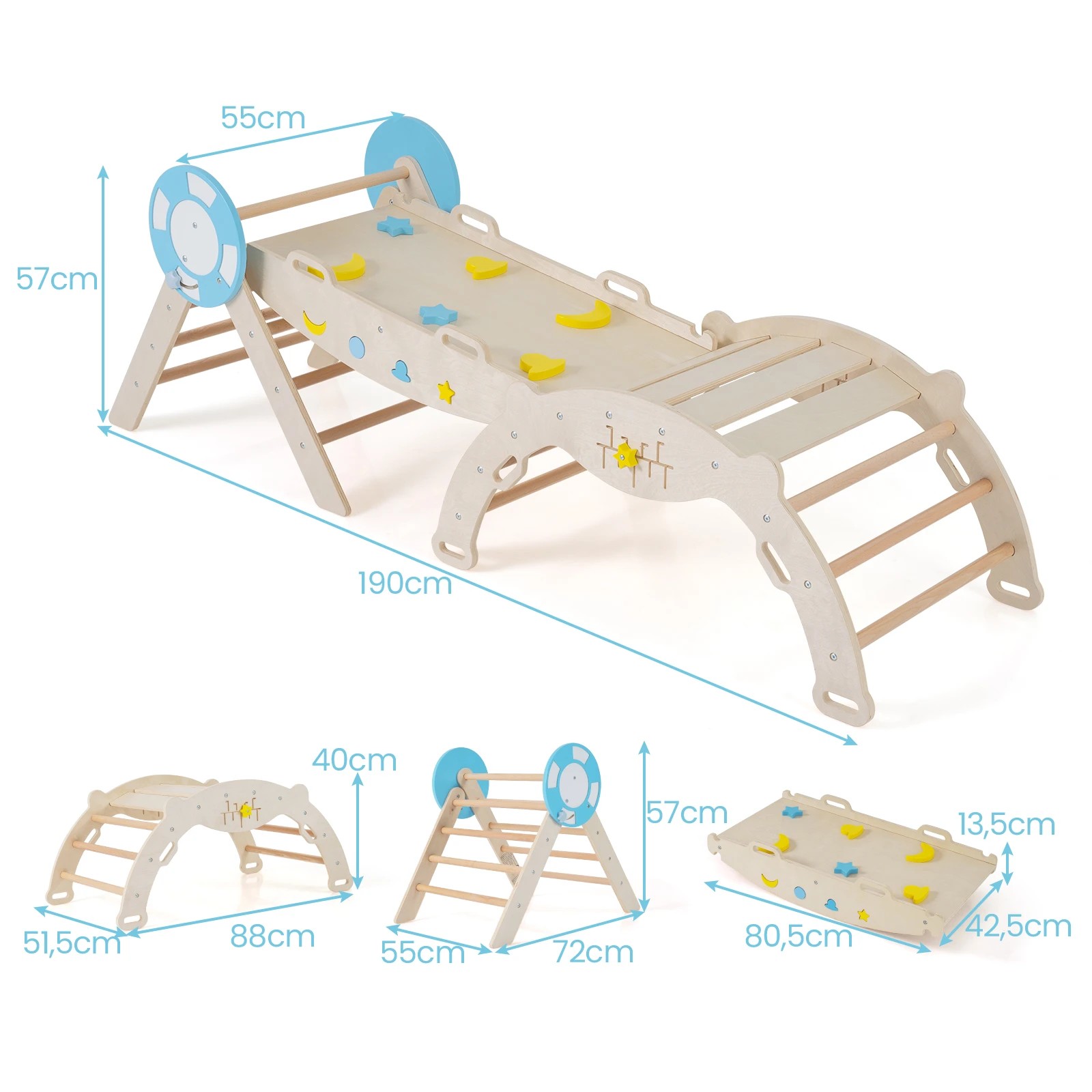 3 Costway Climb Playset 8 in 1 Montessori Climber Frame Ramp Arch - Natural, 3 of 3