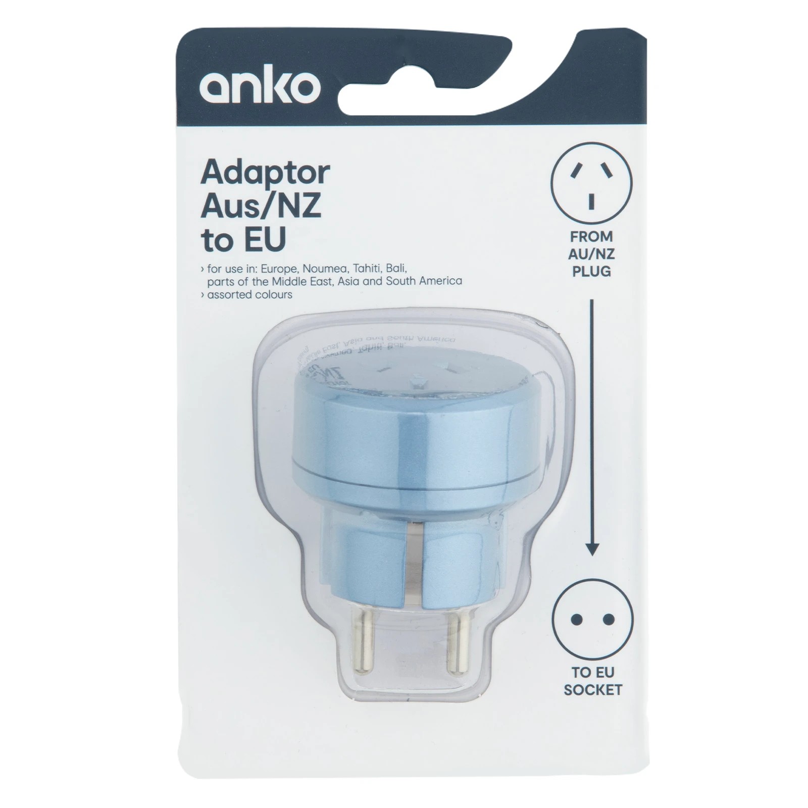 1 Adaptor Aus/NZ to EU - Assorted, 1 of 5