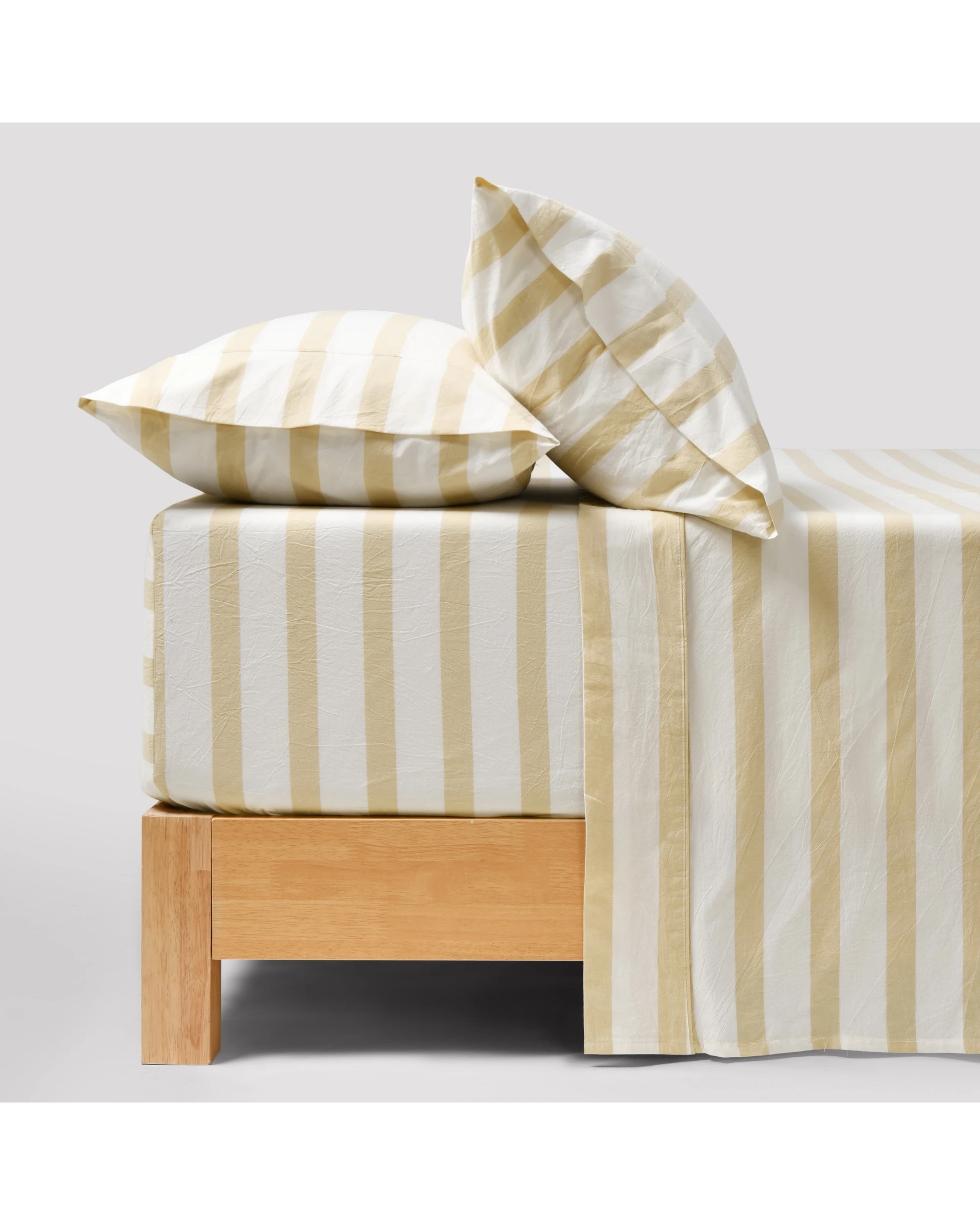 1 Dreamaker Cove Yarn Dyed Washed Cotton Striped Sheet Set - Single Bed - Sand, 1 of 7