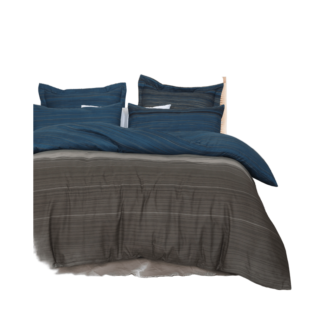 1 Amsons Premium Double-Brushed Microfiber Quilt Cover Set, King, Blue Stripes, Includes European
 - King Bed
 - blue, 1 of 6