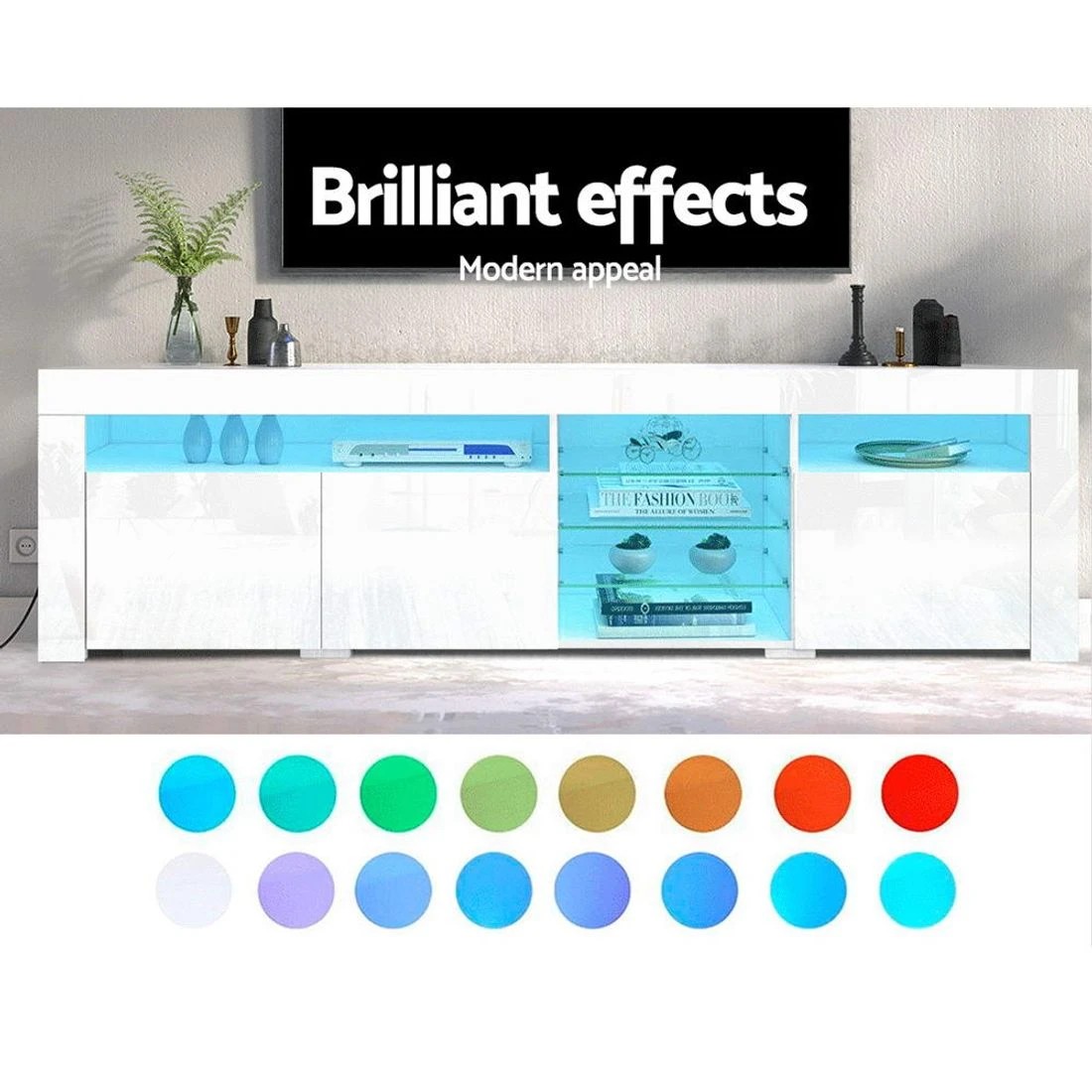 5 Artiss Entertainment Unit TV Cabinet LED 180cm
 - white, 5 of 8