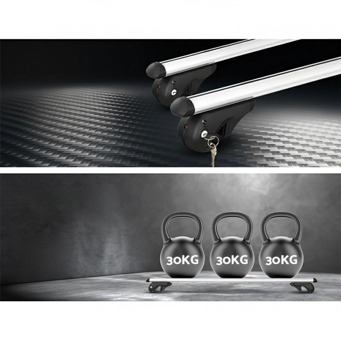 6 Giantz Universal Car Roof Racks Pod Aluminium Cross Bars Adjustable 108cm - Silver, 6 of 7