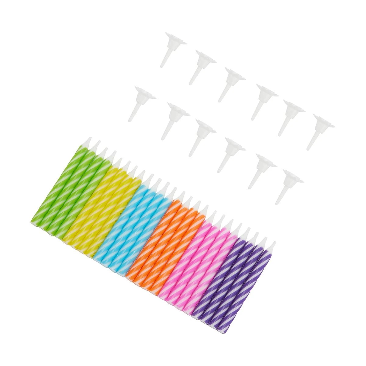1 24 Pack Striped Candles, 1 of 8