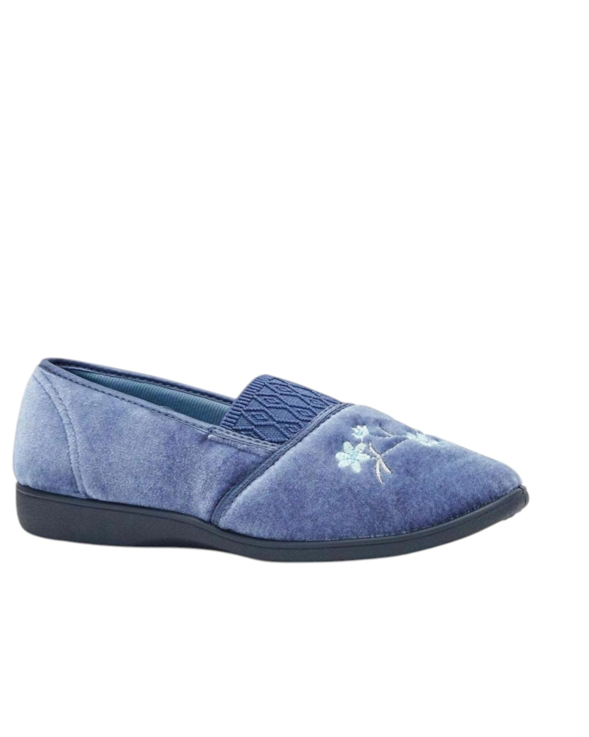 1 Grosby Womens Sasha Slippers Ladies Mid Blue Shoes Slip On Moccasins Flats MID BLUE, 1 of 3