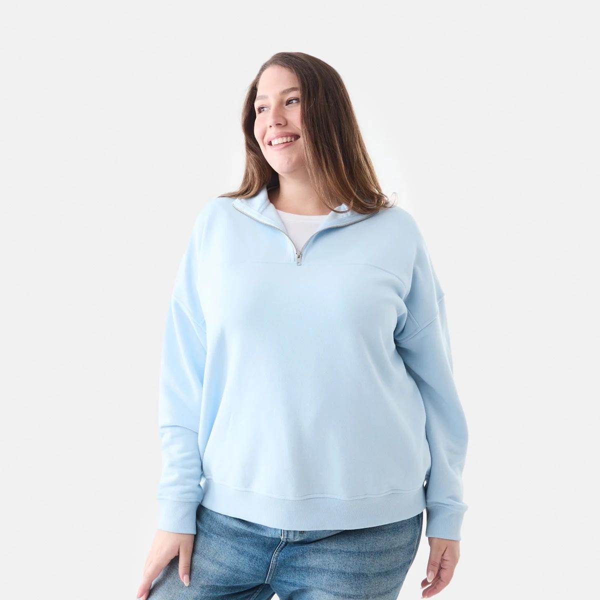 1 Curve Long Sleeve Seam Front Zip Sweatshirt Blu Skyway, 1 of 5