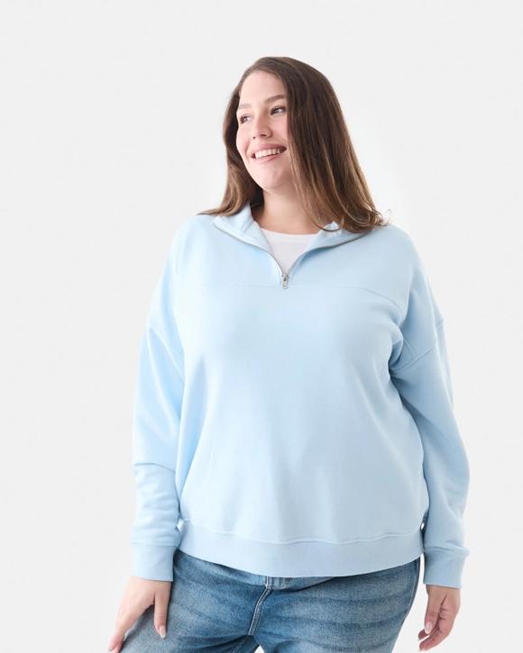 Curve Long Sleeve Seam Front Zip Sweatshirt