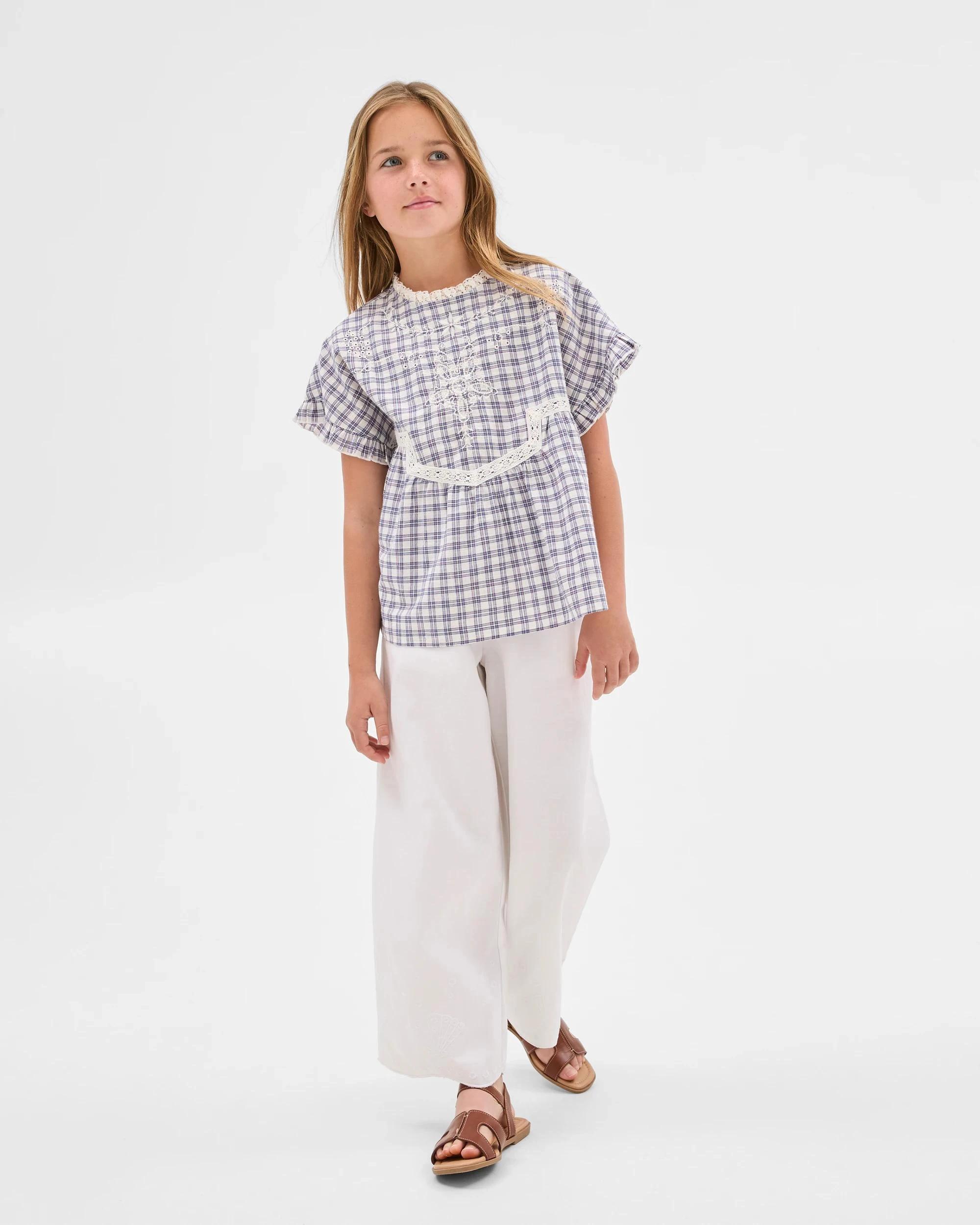 3 Target Kids Woven Short Sleeve Embroidered Top CHECK, 3 of 6