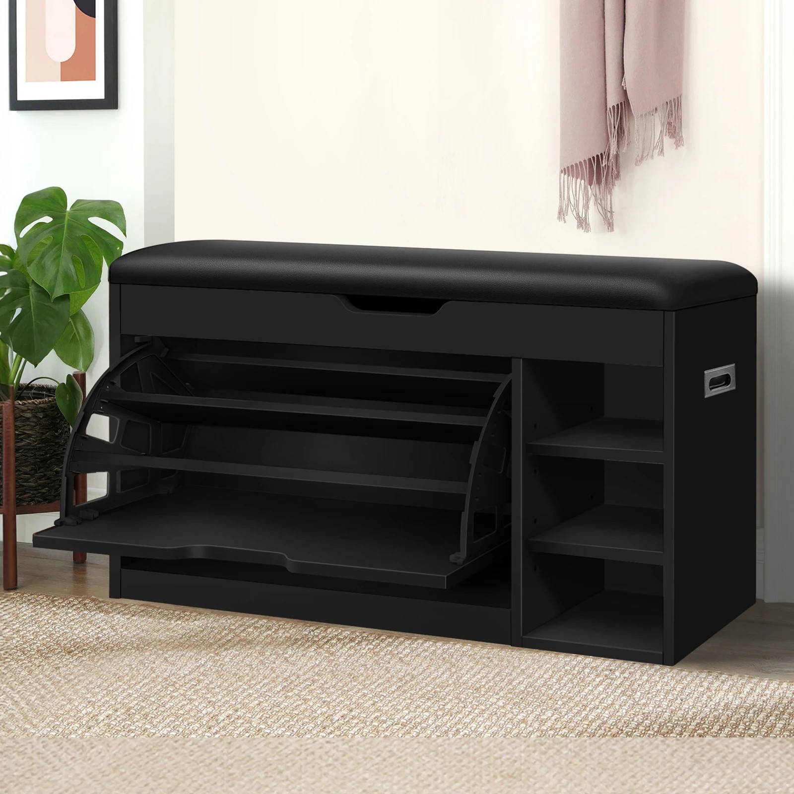 3 Alfordson Shoe Cabinet Bench Rack 18 Pairs - Black, 3 of 10