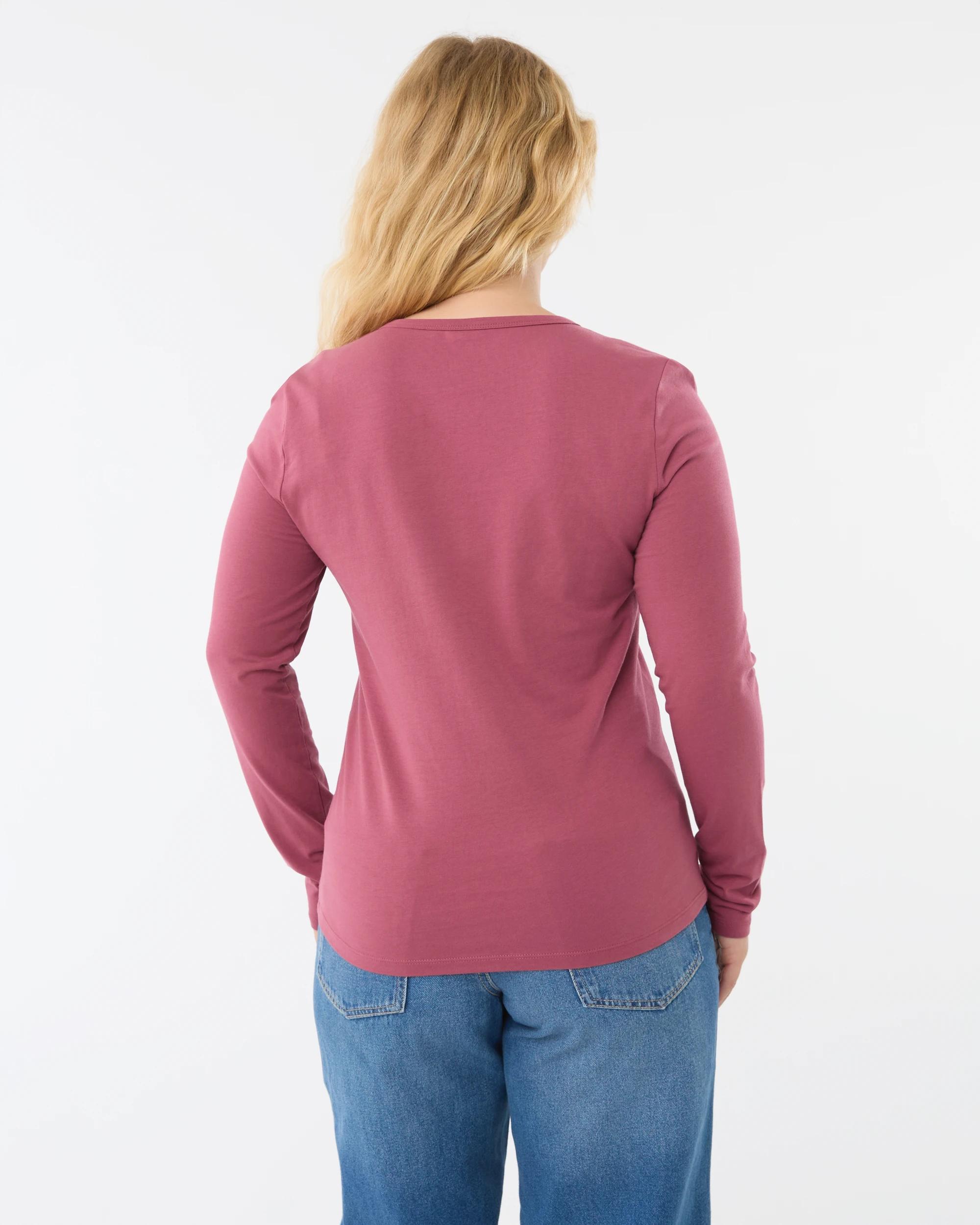 3 Long Sleeve Stretch Crew Neck T-shirt Maroon, 3 of 6