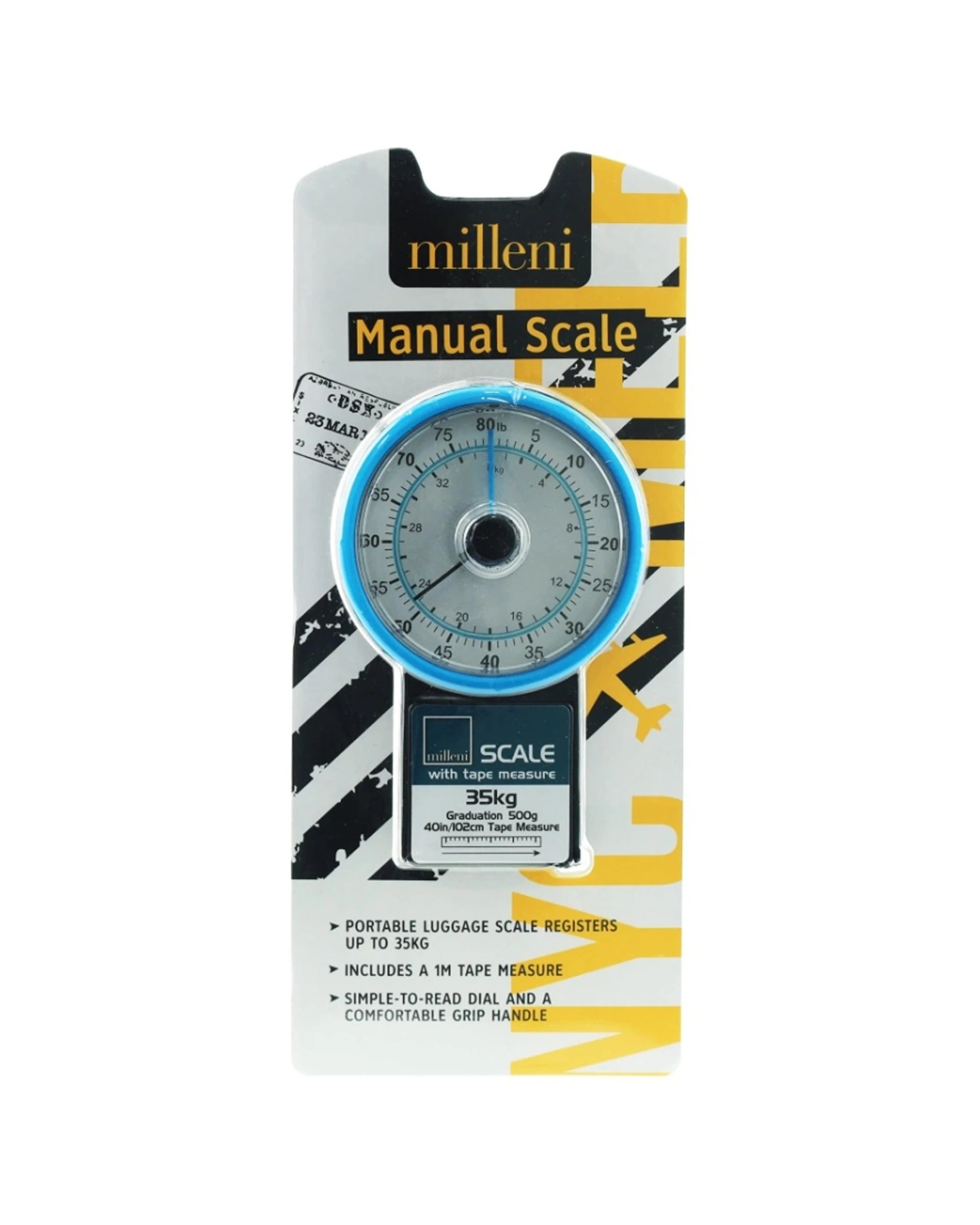 1 Milleni Travel Manual Scale Portable Compact Light 32kg Comfortable Grip - Multi, 1 of 4