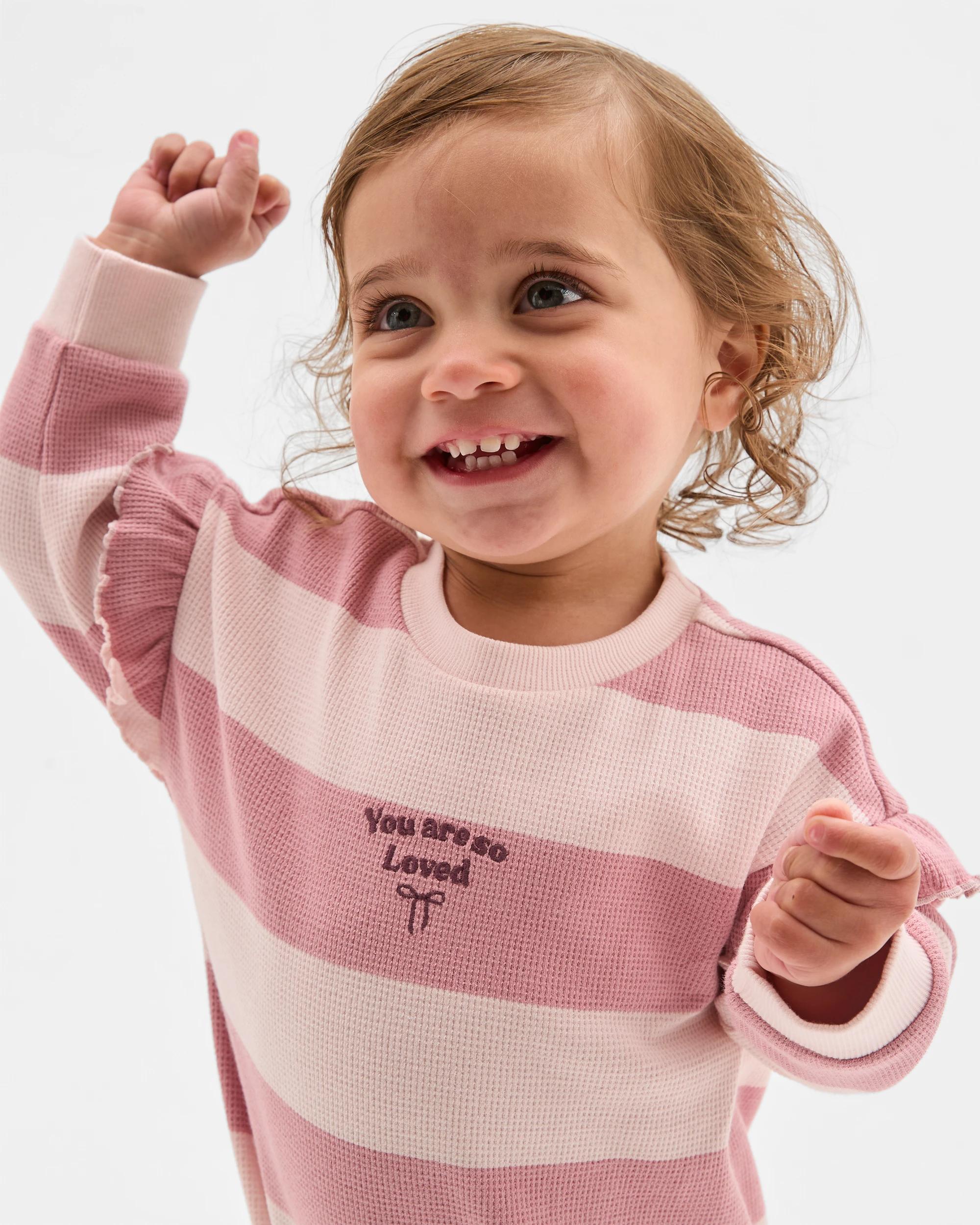 2 Target Baby Baby Organic Cotton Long Sleeve Print Waffle Bodysuit BALLET SLIPPER STRIPE, 2 of 2