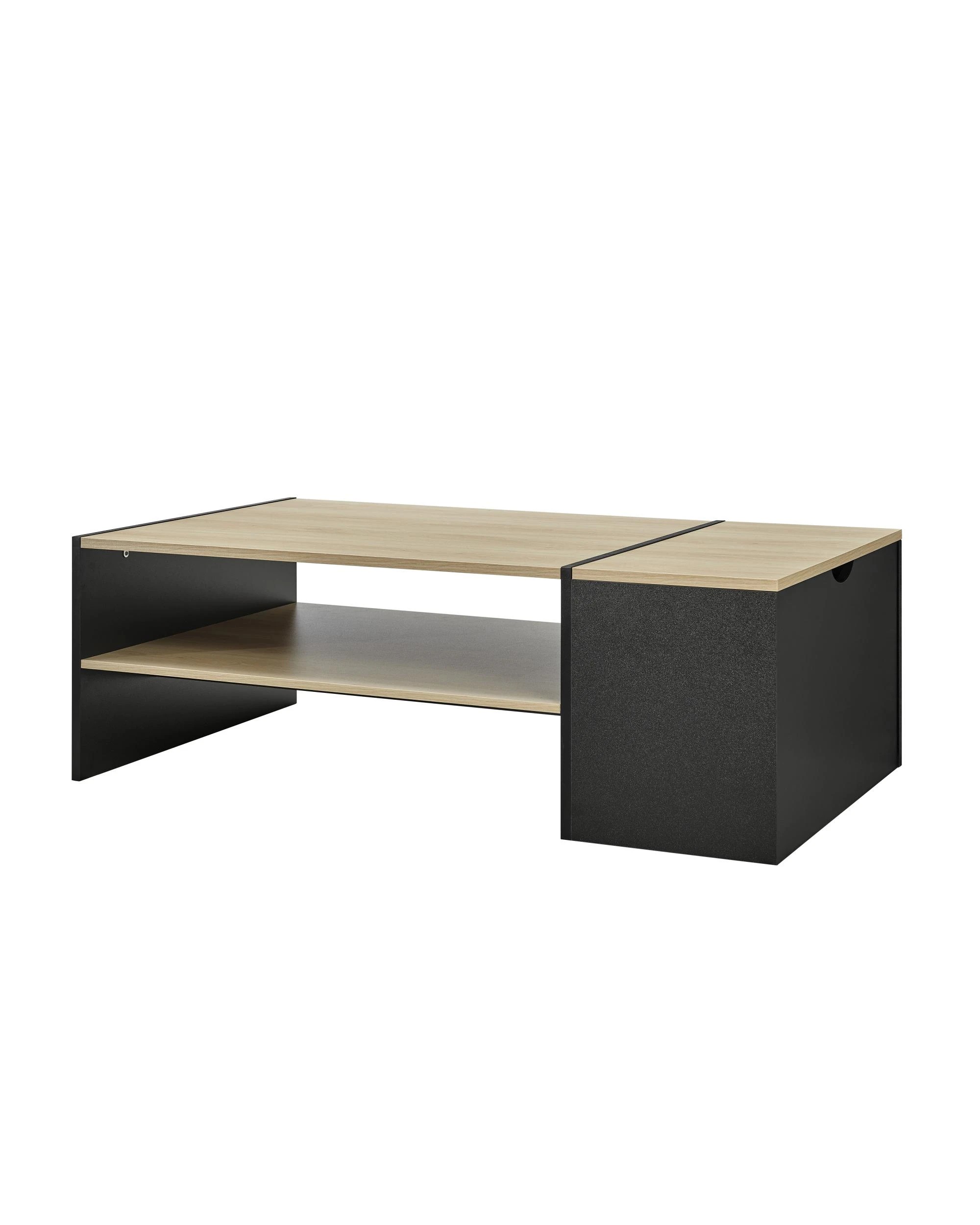 1 Kodu Coffee Table with Concealed Storage Compartment Oak Look - Black, 1 of 9