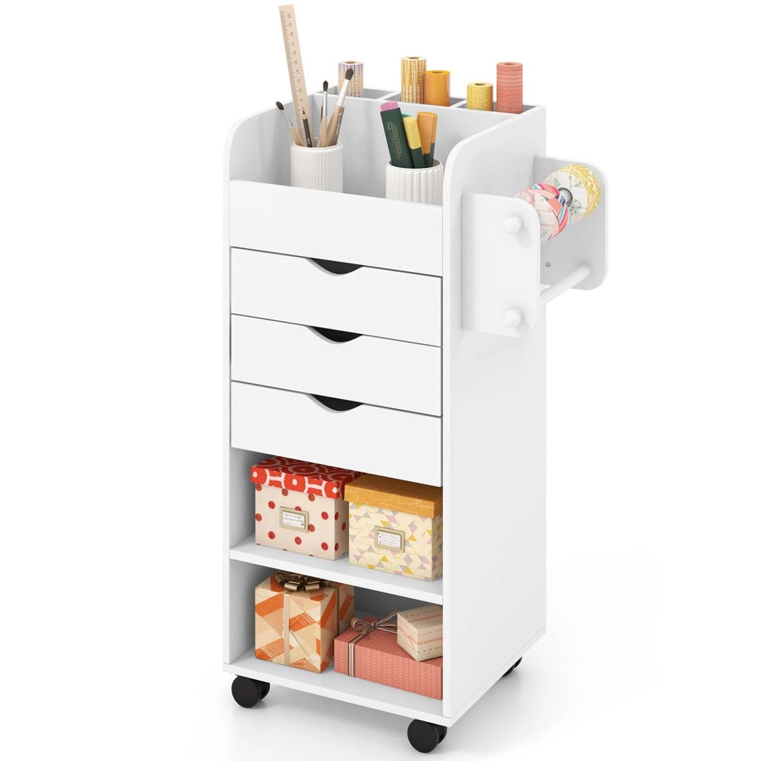 3 Costway 6-Tier Mobile File Cabinet Storage File Pedestal Home Office - White, 3 of 3