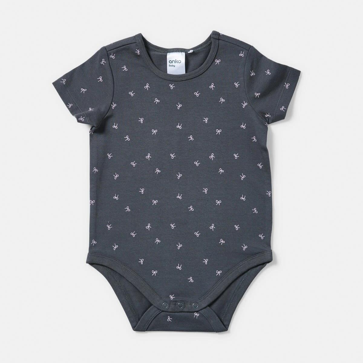 3 3 Pack Short Sleeve Print Bodysuits PURPLE BOWS, 3 of 8