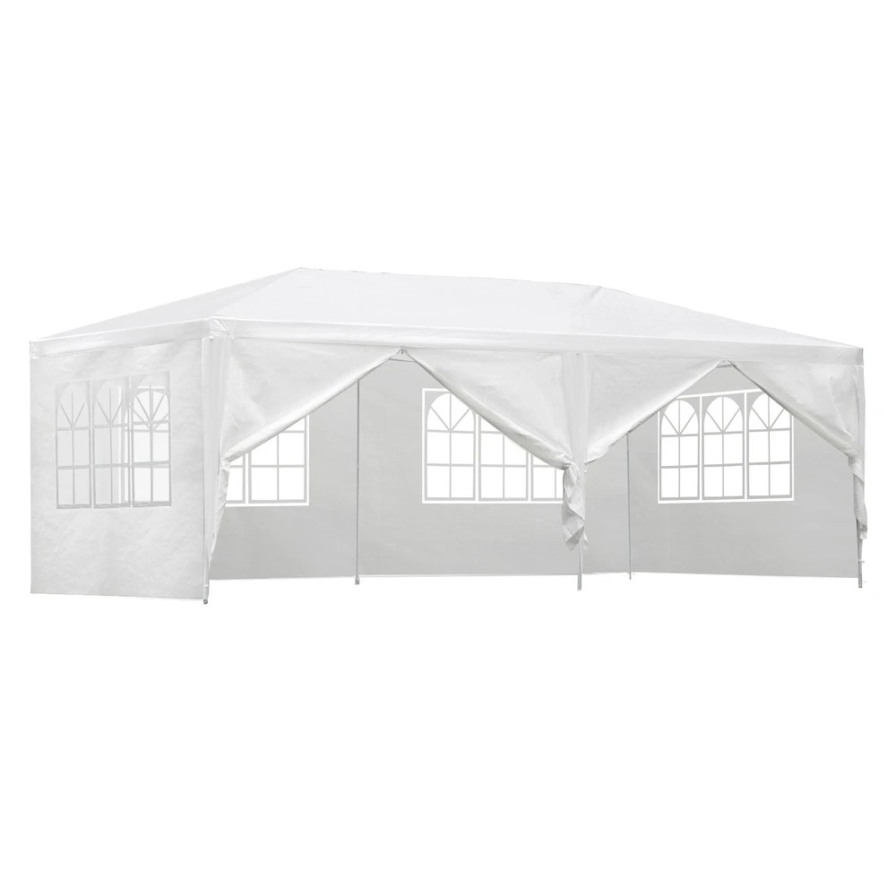 1 Instahut Gazebo 3x6m Marquee Wedding Party Tent Outdoor Camping Side Wall Canopy 6 Panel - White, 1 of 6