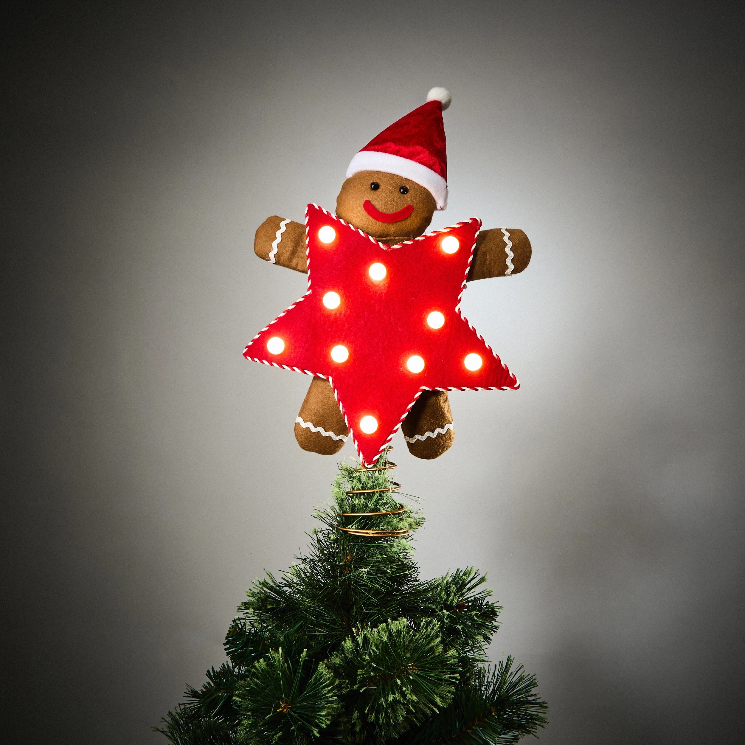 1 LED Light Up Gingerbread Tree Topper, 1 of 7