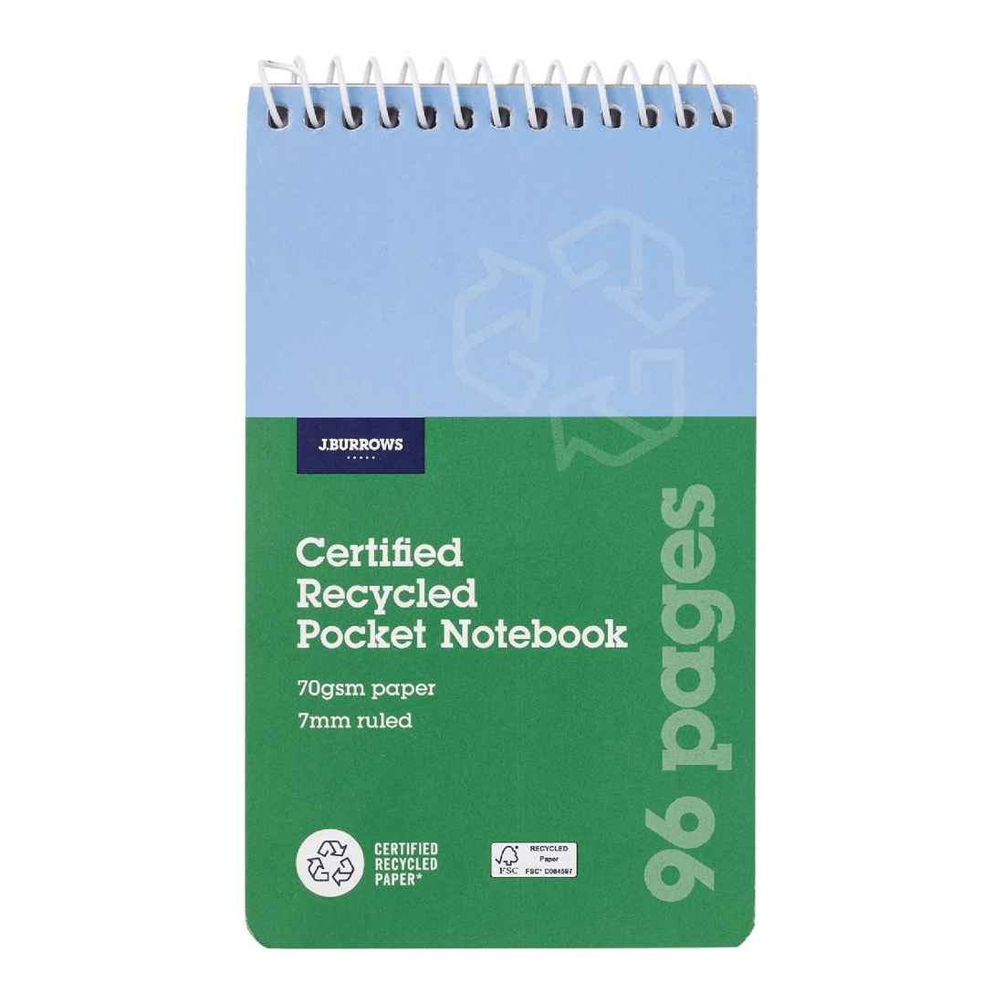 1 J.Burrows 147x87mm Pocket Top Bound Notebook 96Pg, 1 of 2