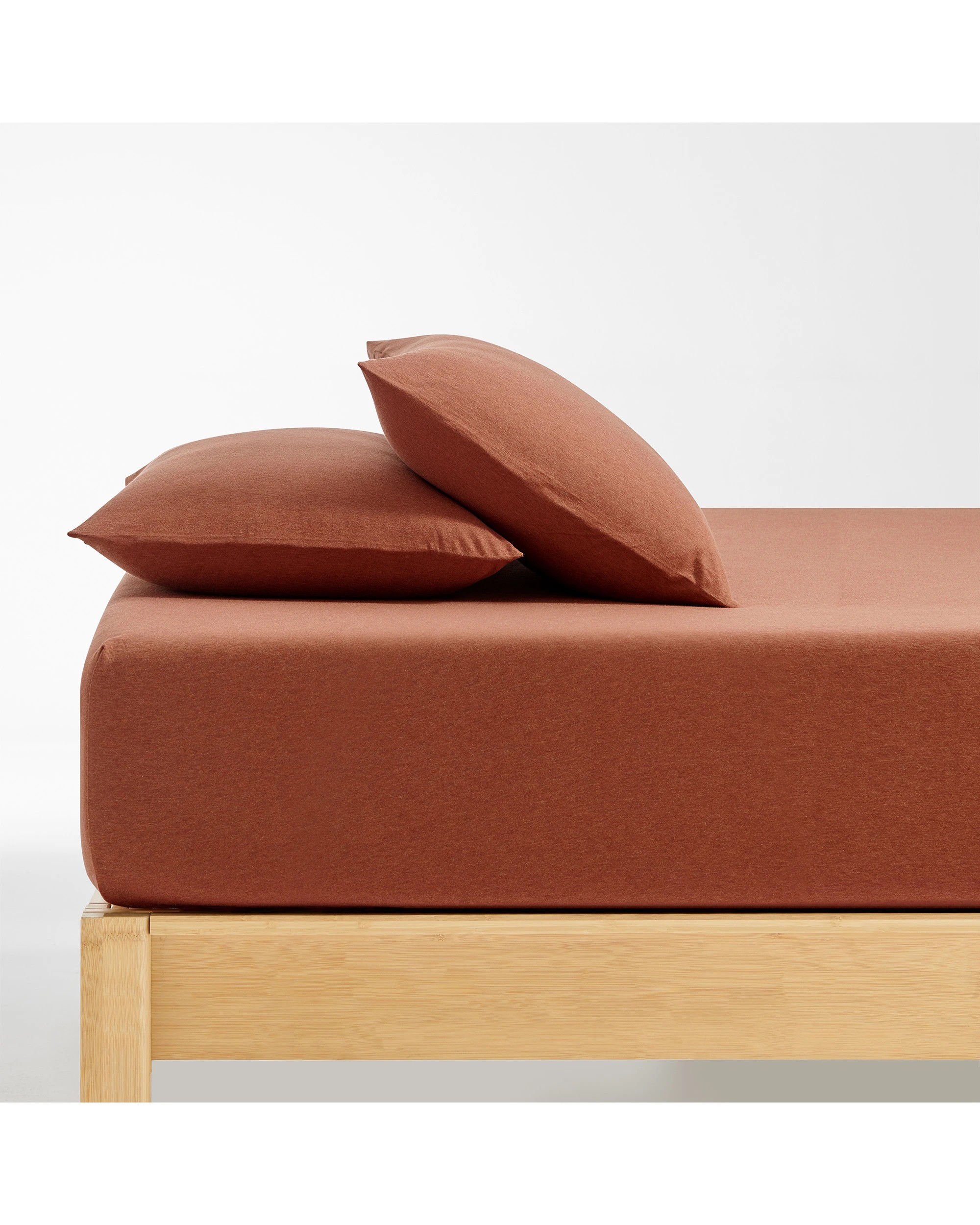 1 Dreamaker Jersey Luxe 100% Cotton Combo Fitted Sheet Set - King Single Bed - Rust, 1 of 6