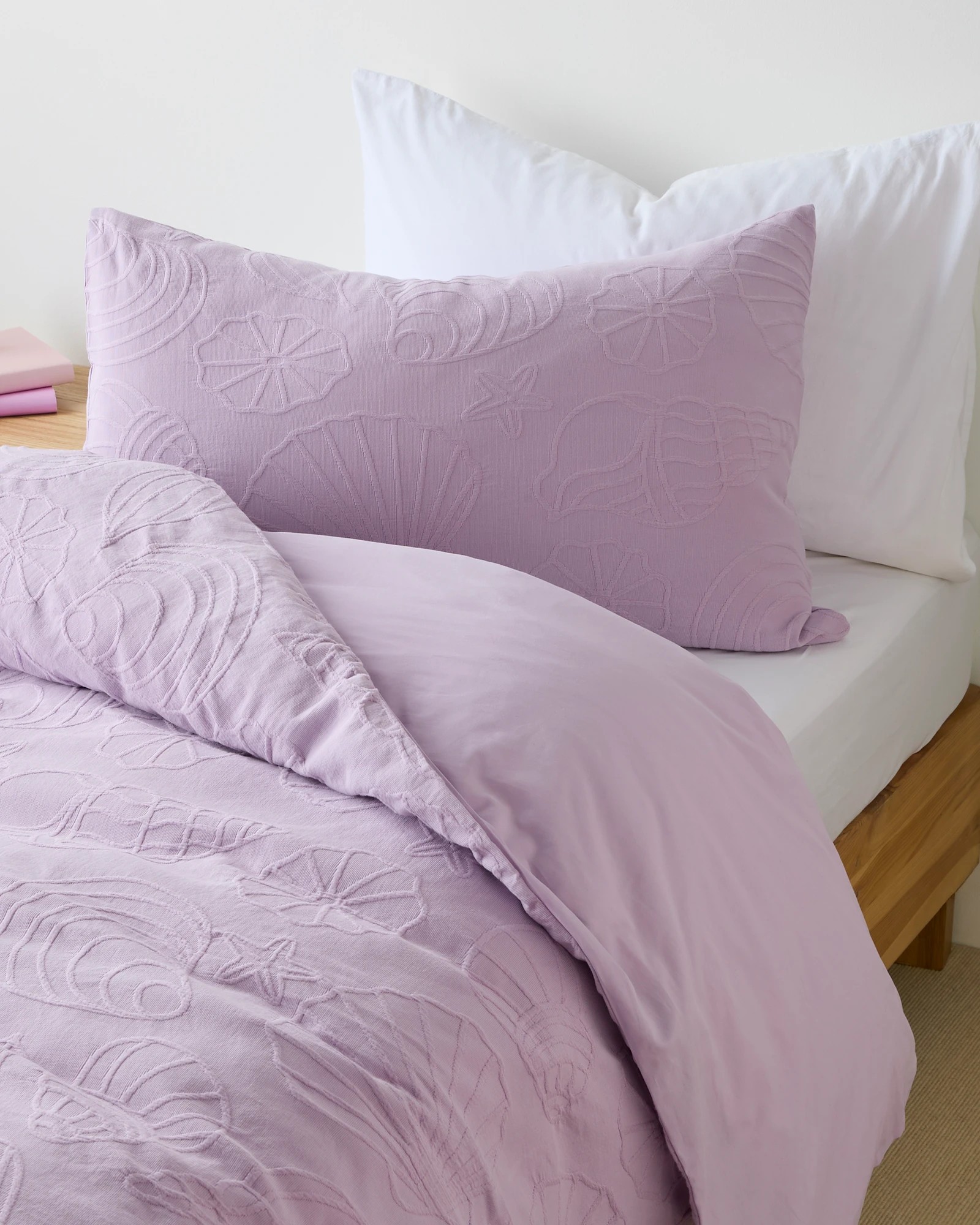 2 Target Elsie Sea Shell Matelasse Australian Cotton Quilt Cover Set - Single Bed - Purple, 2 of 3