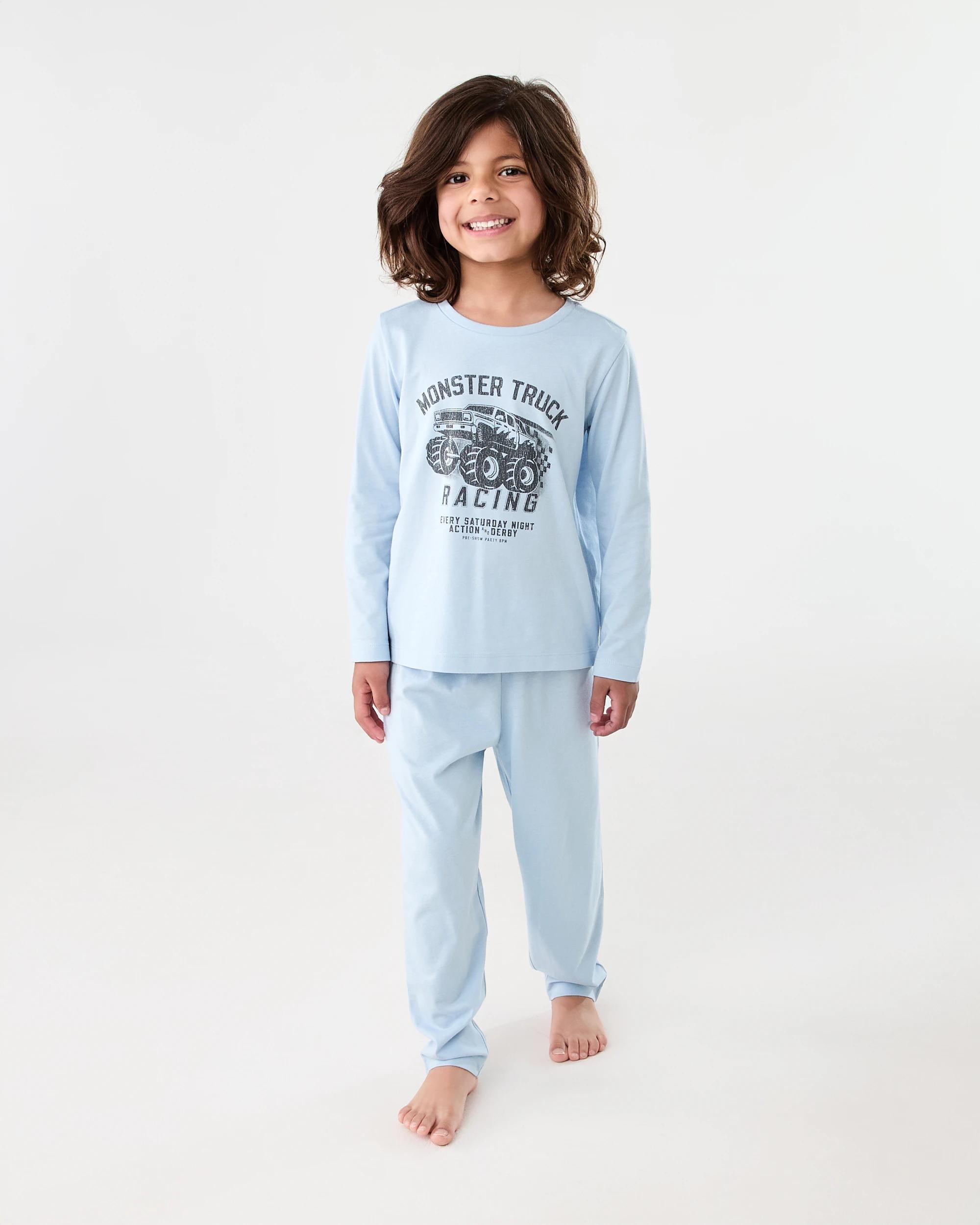 1 Knit Pyjama Set Blu Truck, 1 of 7