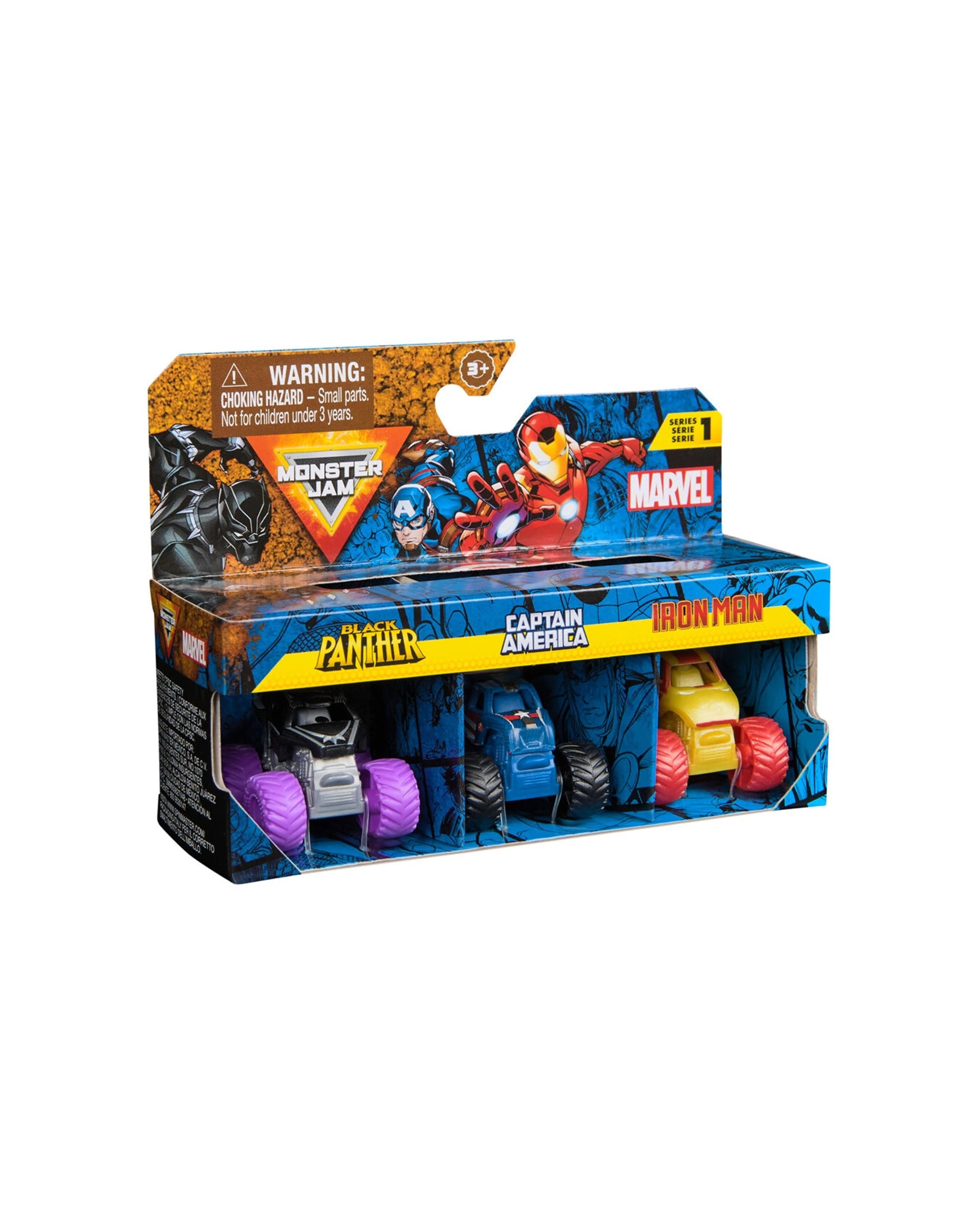 4 Monster Jam 3pc Mini Marvel Trucks Set Iconic Heroes Kids Children - Multi, 4 of 9