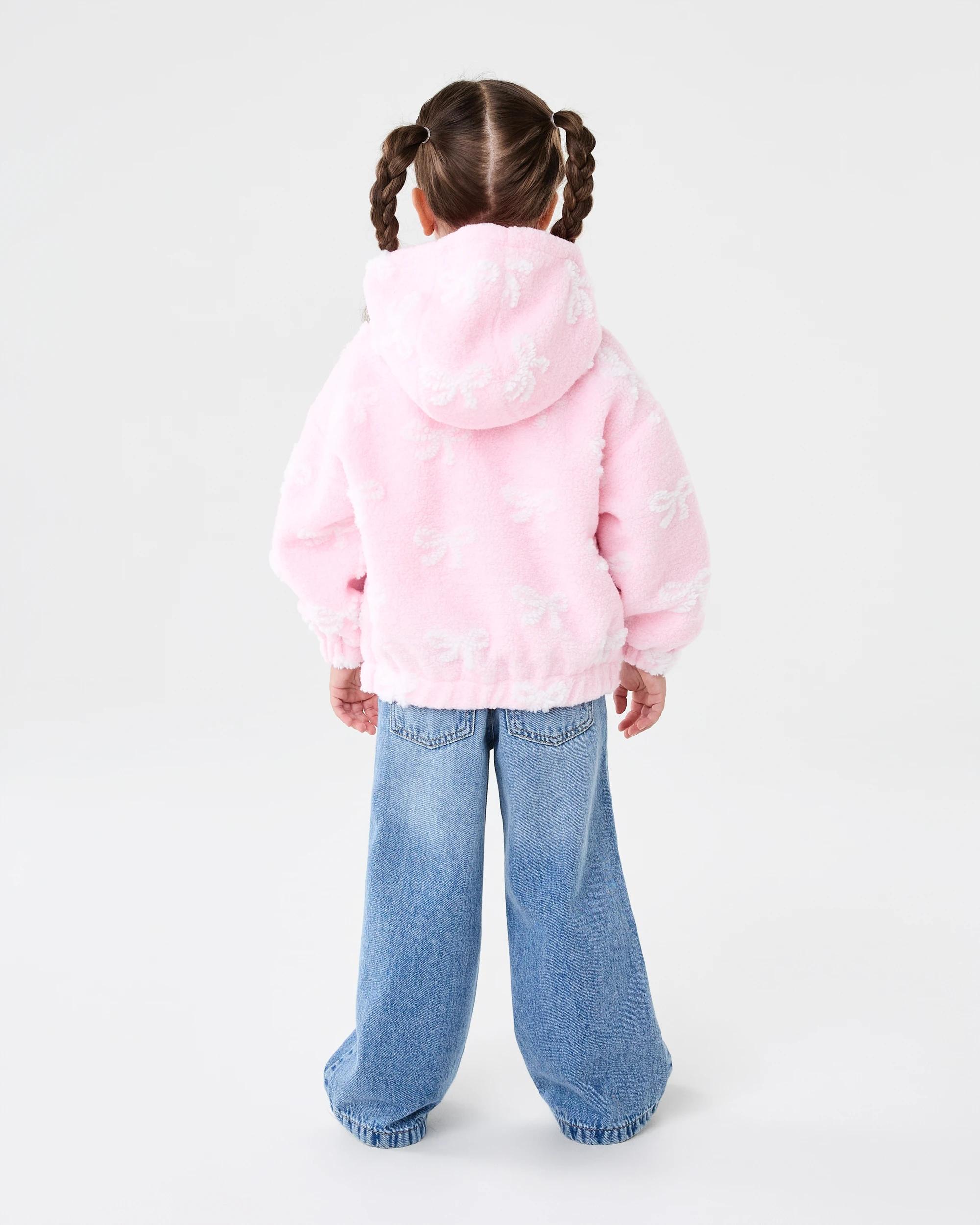 10 Sherpa Lined Zip Through Hoodie Pink Bow, 10 of 10