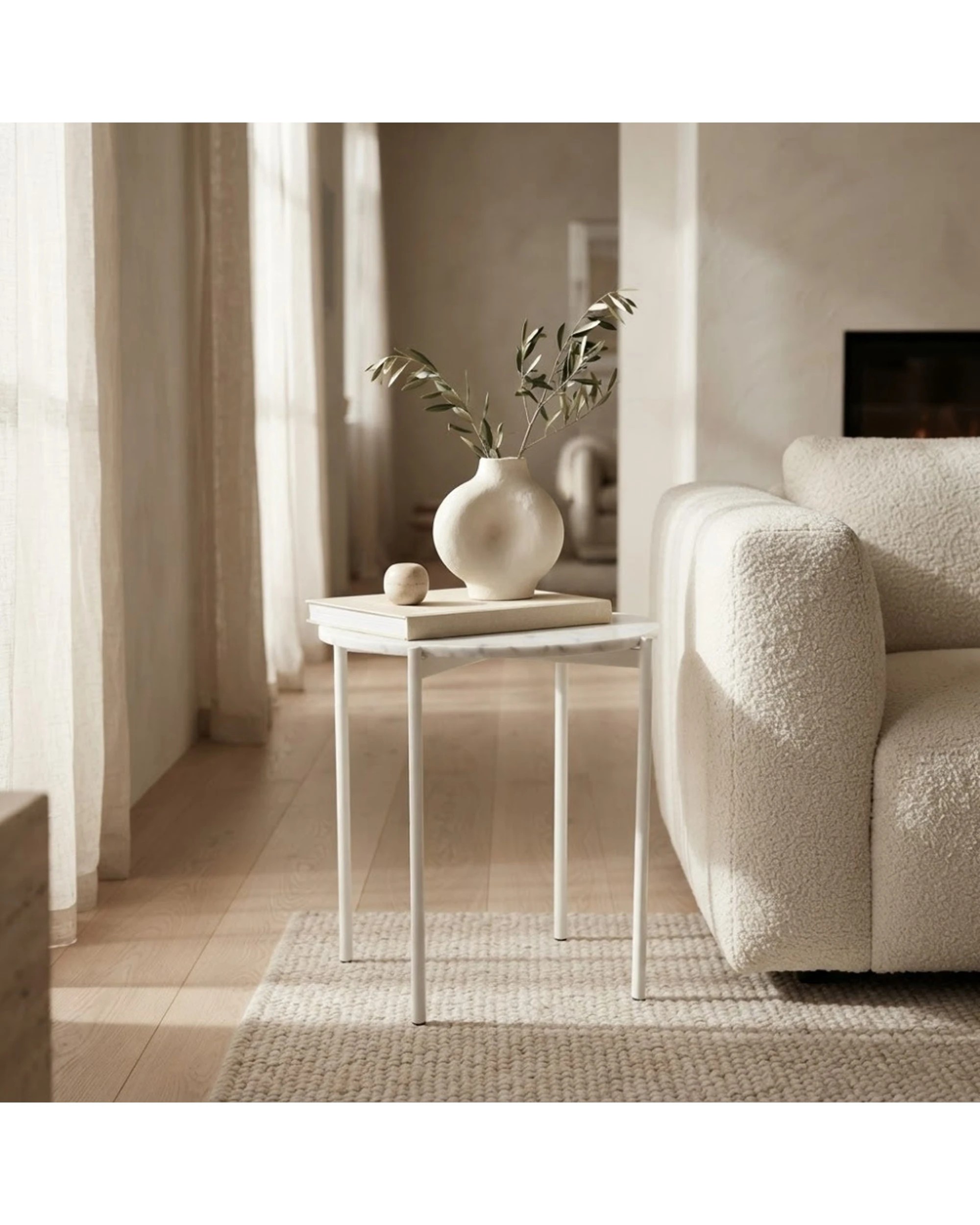 2 Codu Solis Side Table Marble Top 60x50x50cm - White, 2 of 8