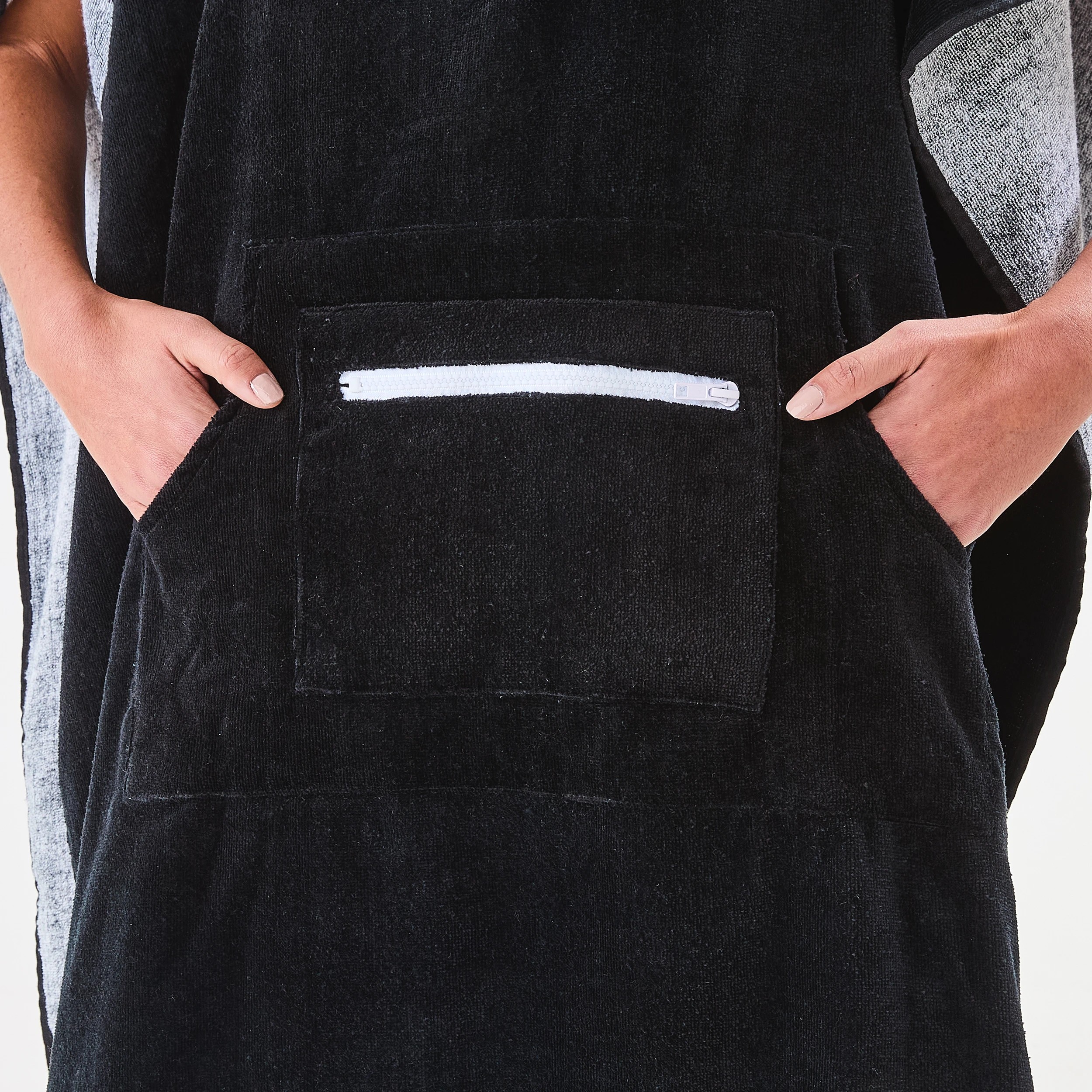 3 Hooded Velour Cotton Beach Towel - Black, 3 of 6