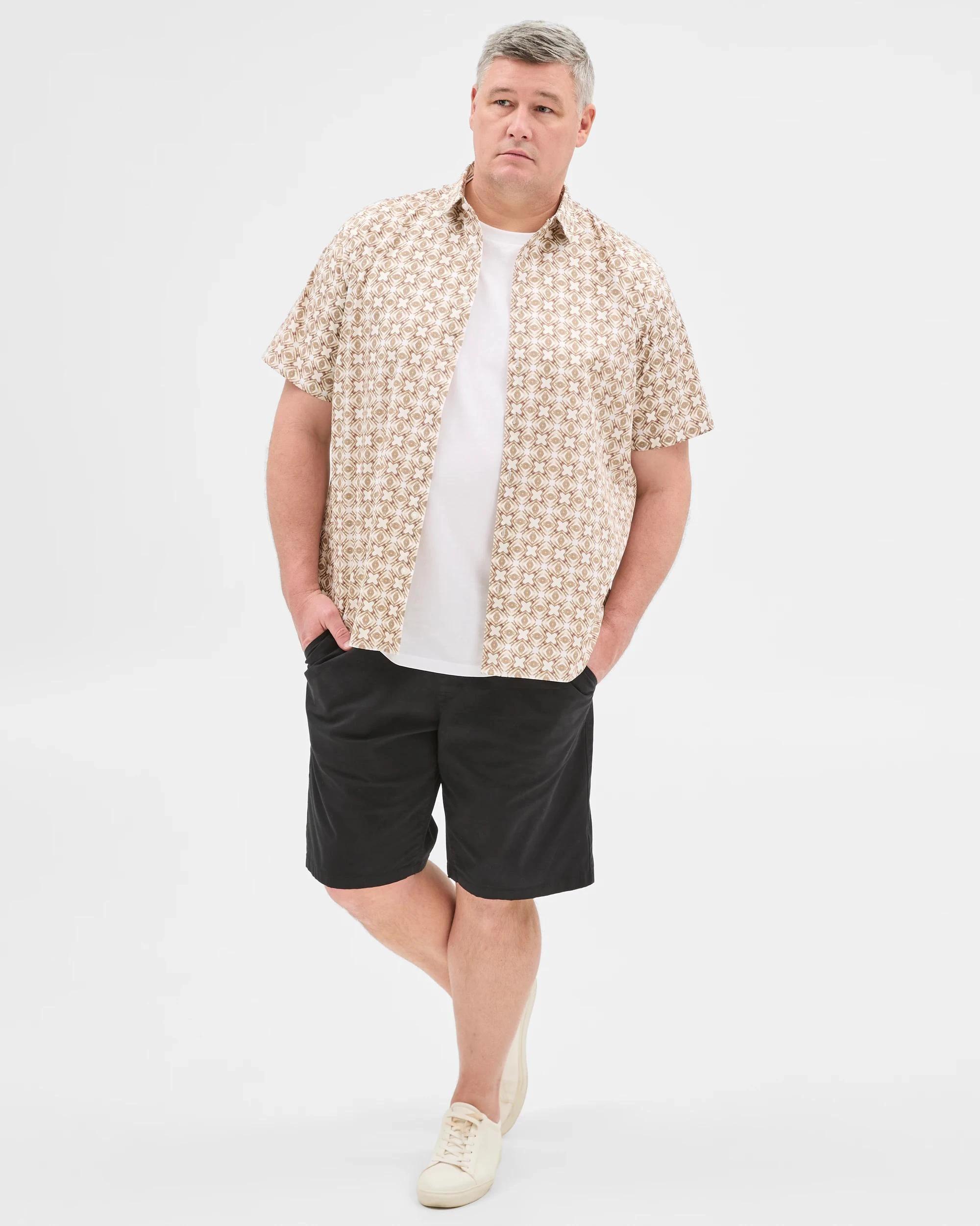 1 Target Plus Size Australian Cotton Business Shirt NEUTRAL GEO, 1 of 6