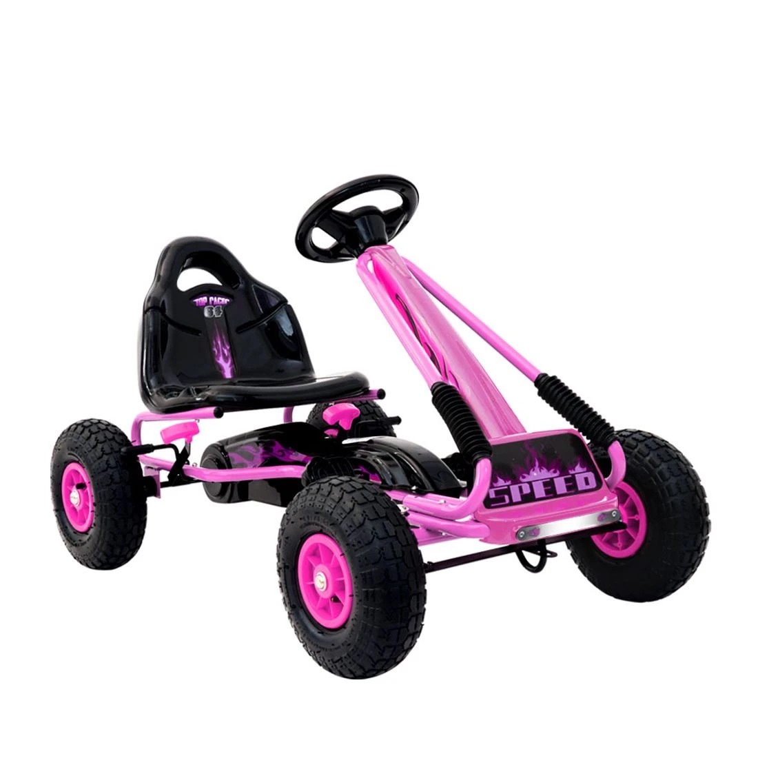 1 Rigo Kids Pedal Go Kart Ride On Toys Racing Car Rubber Tyre - Pink, 1 of 6