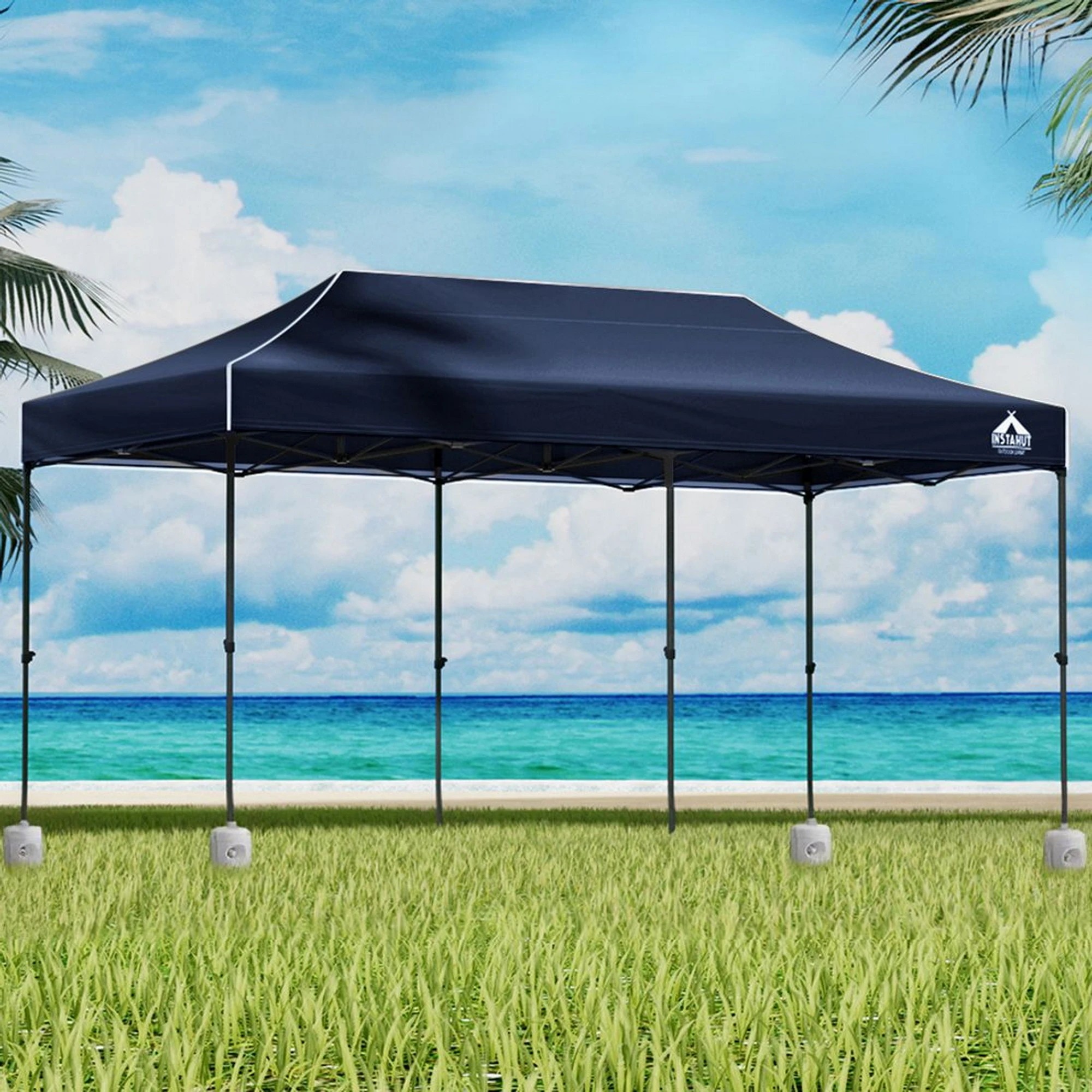 2 Instahut Gazebo Pop Up  w/Base Podx4 Marquee Folding Outdoor Wedding Camping Tent Shade Canopy - Multi, 2 of 7