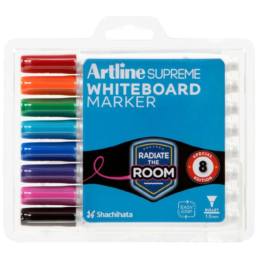 1 Artline Supreme Whiteboard Markers Bullet Assorted 8 Pack, 1 of 2