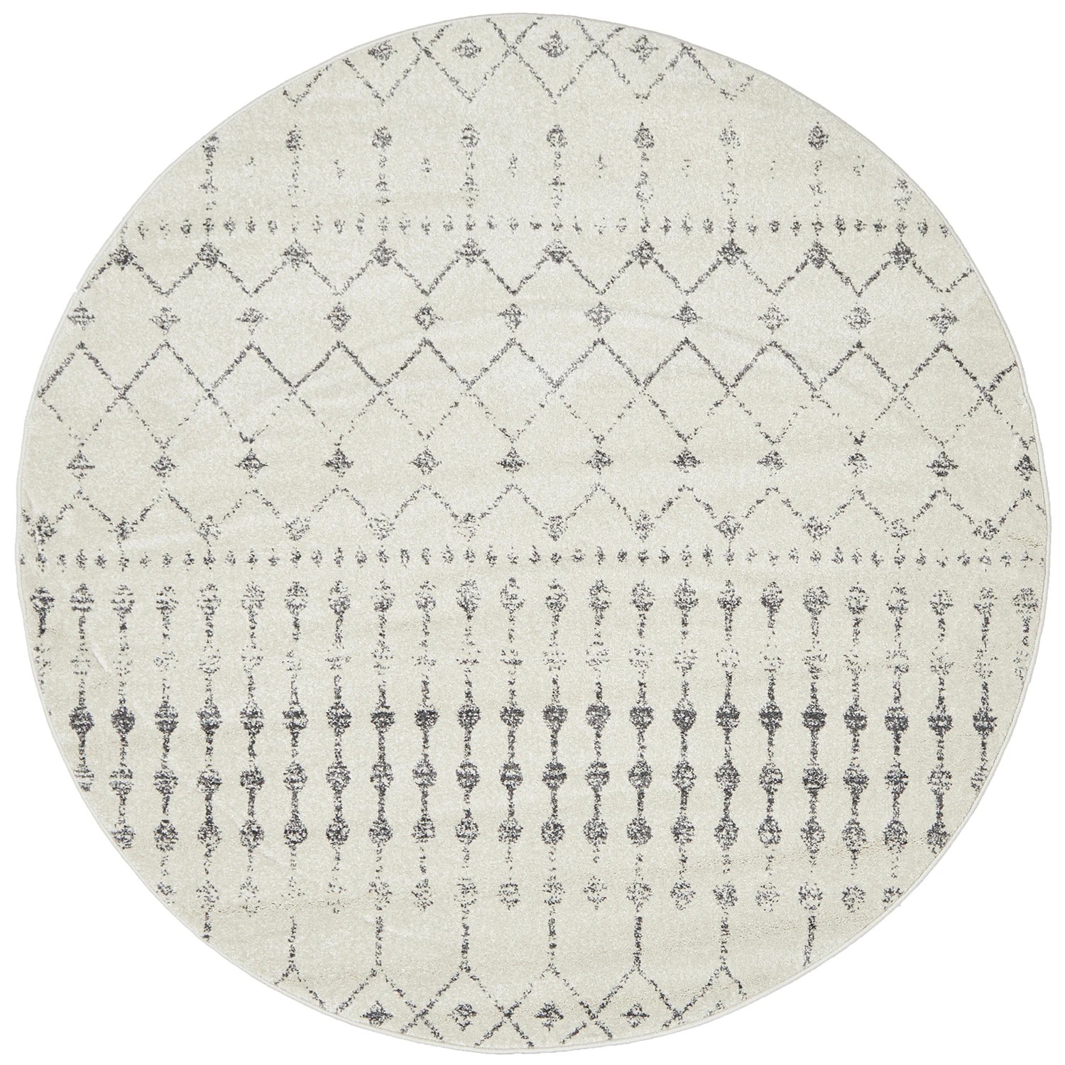 2 Common Ground Rugs Lustre Elsa 150x150cm Round - Small Pet Friendly Rug - Off White - Silver, 2 of 5