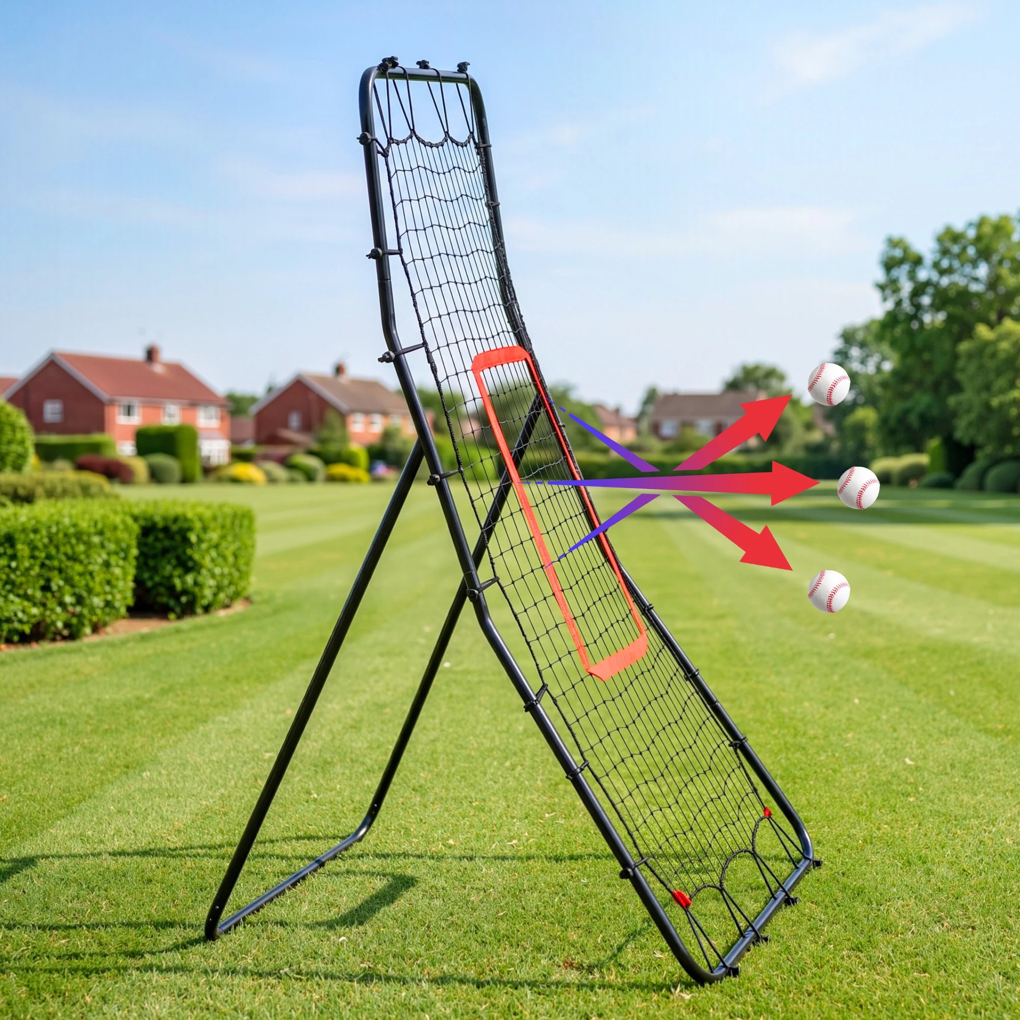 4 Everfit Baseball Rebounder Net Pitching Practice Target Screen 143cm - Black, 4 of 8